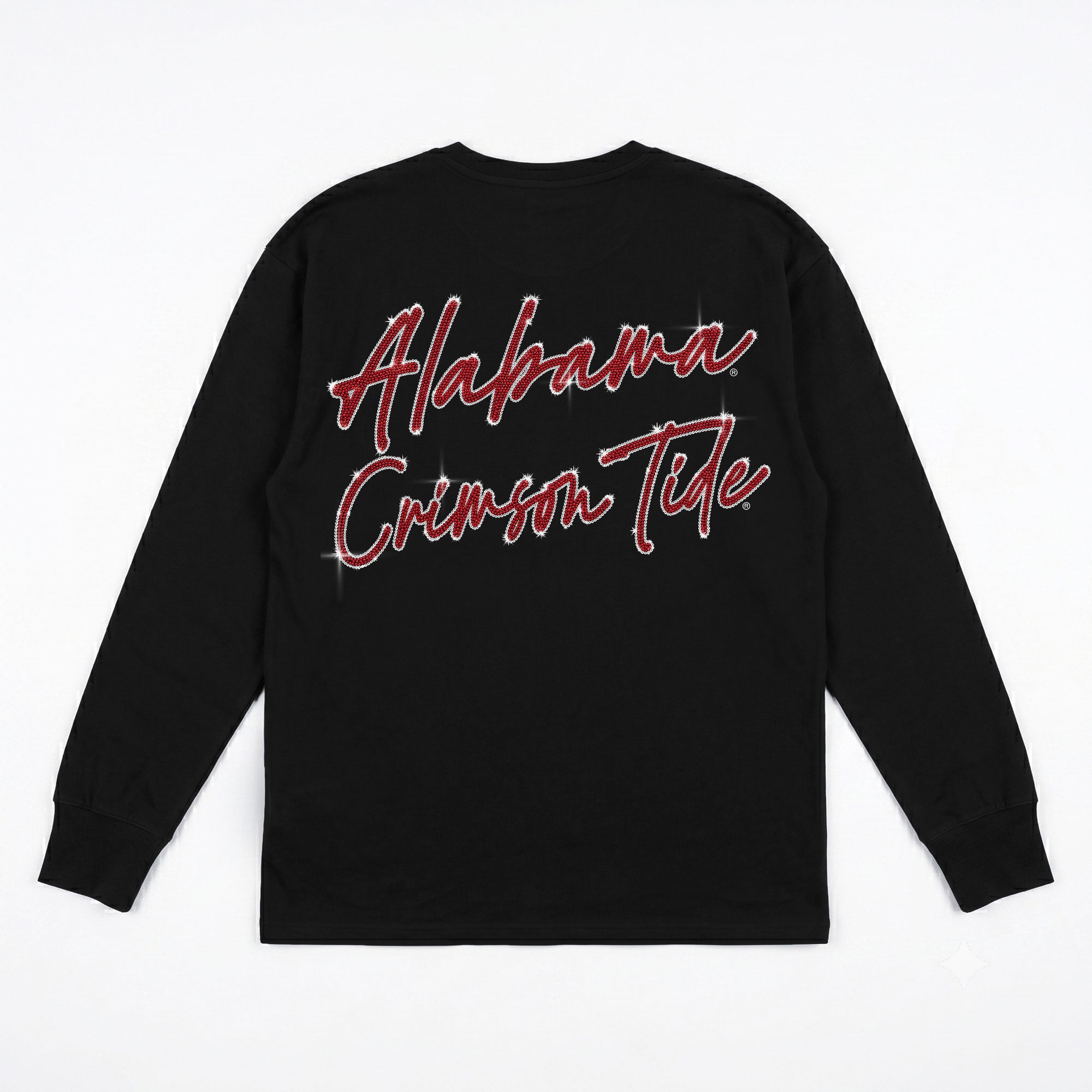 T-shirt à manches longues noir Alabama Crimson Tide Light It Up strass pour femmes, collection Gameday Couture