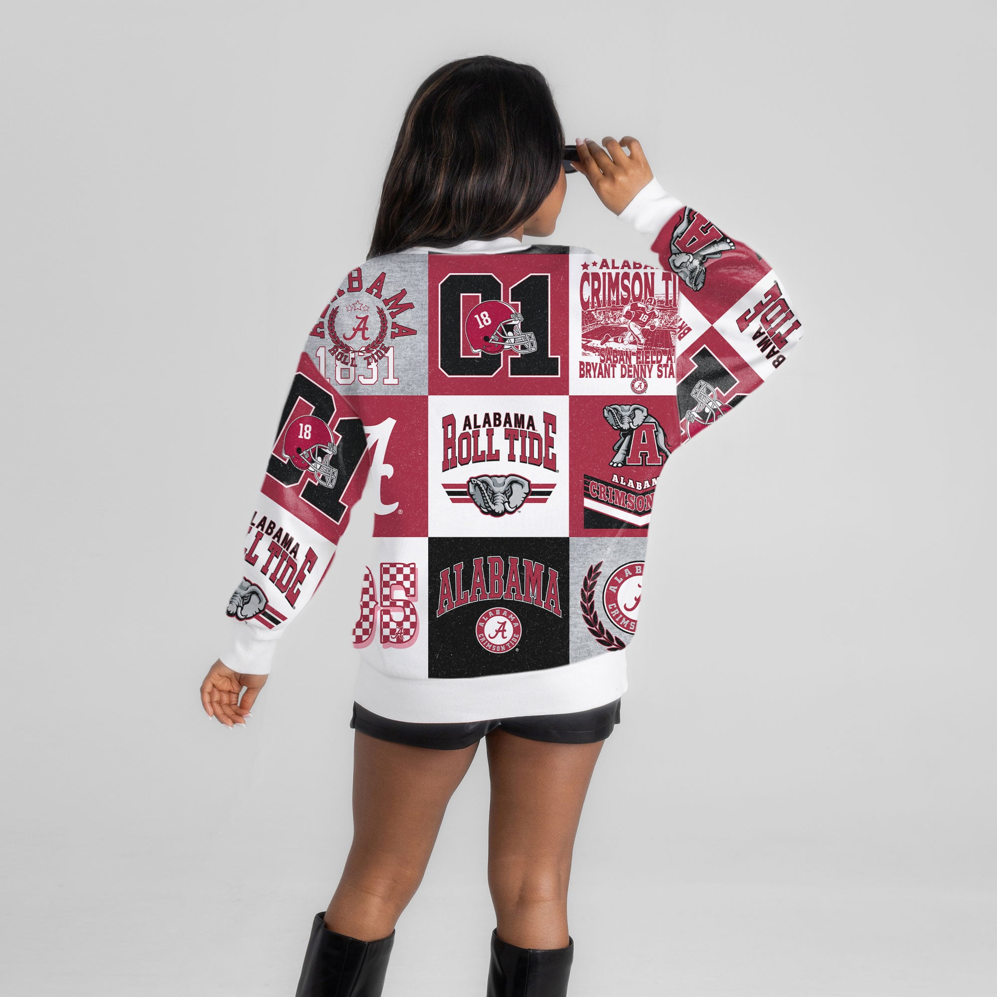 Pull à manches longues patchwork « Gameday Couture » ​​pour femme, motif Alabama Crimson Tide Highlight Reel