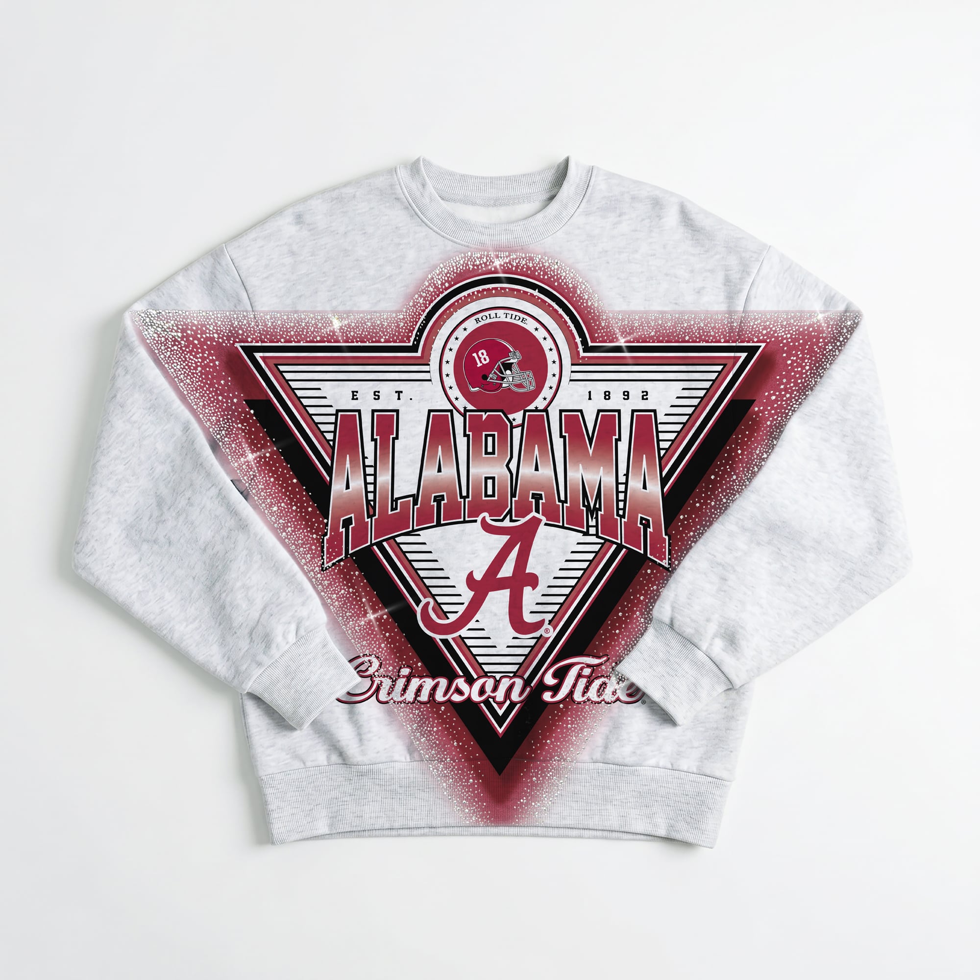 Women's Gameday Couture Gray Alabama Crimson Tide Chasing Victory Rhinestone Spray Oversized Fleece Sweatshirt