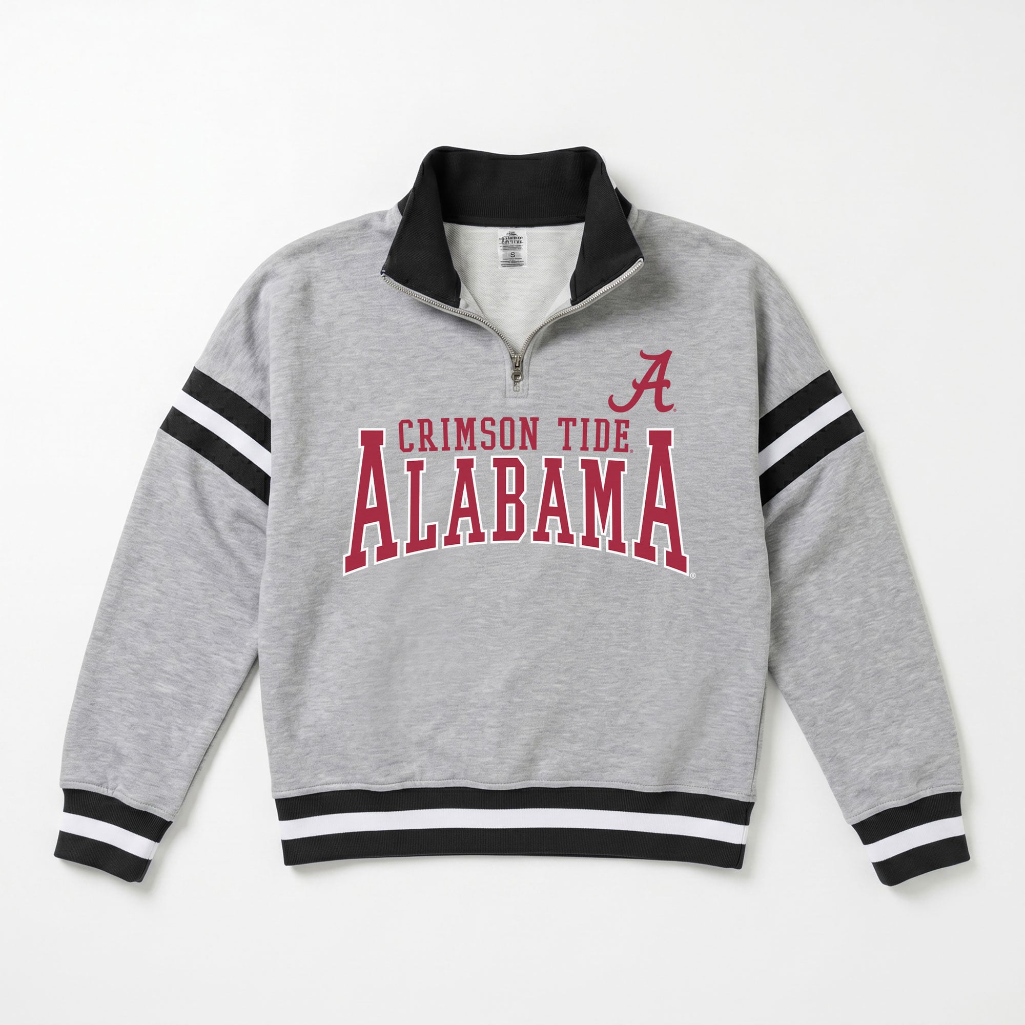 Pull à col zippé 1/4 gris Alabama Crimson Tide pour femme, collection Gameday Couture