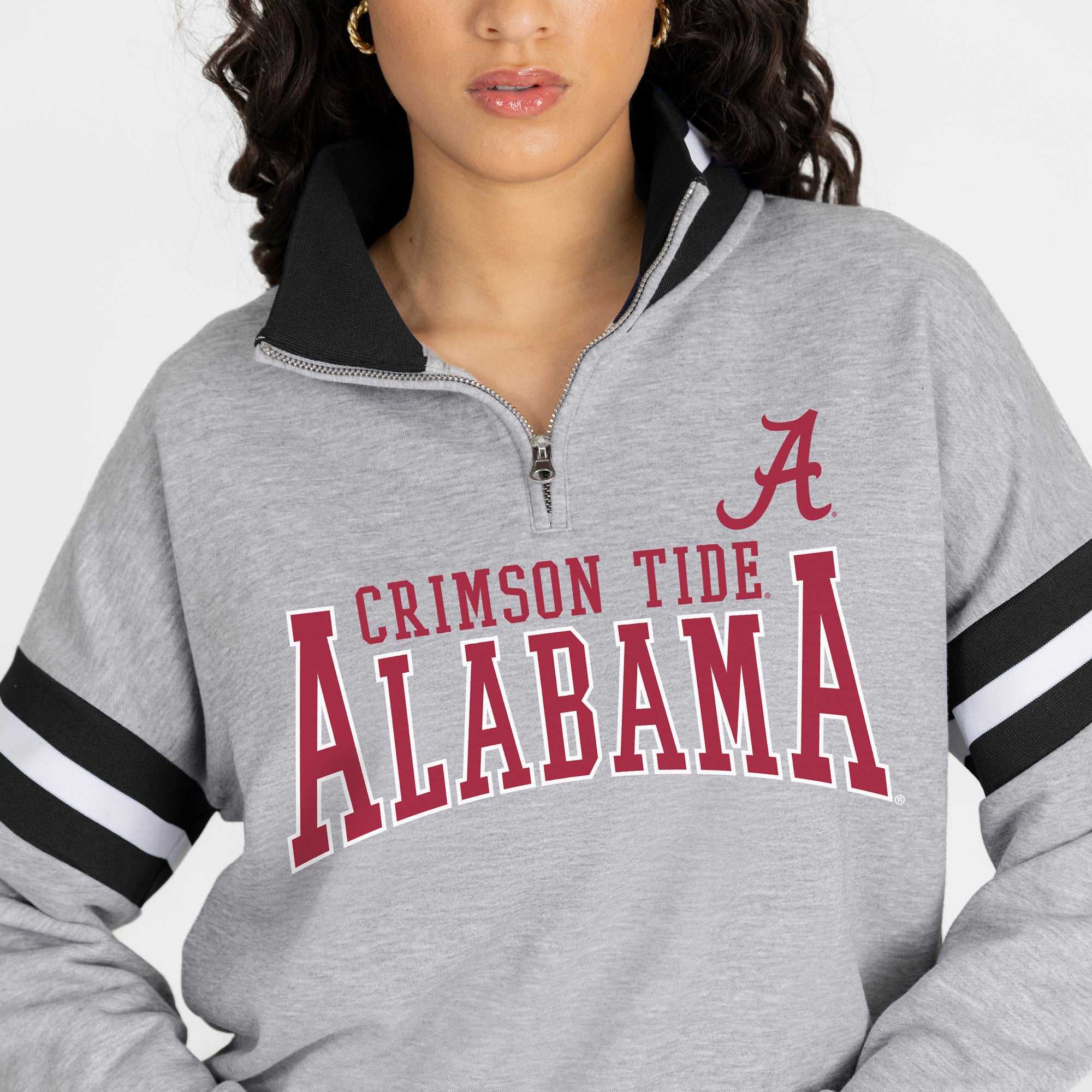 Pull à col zippé 1/4 gris Alabama Crimson Tide pour femme, collection Gameday Couture