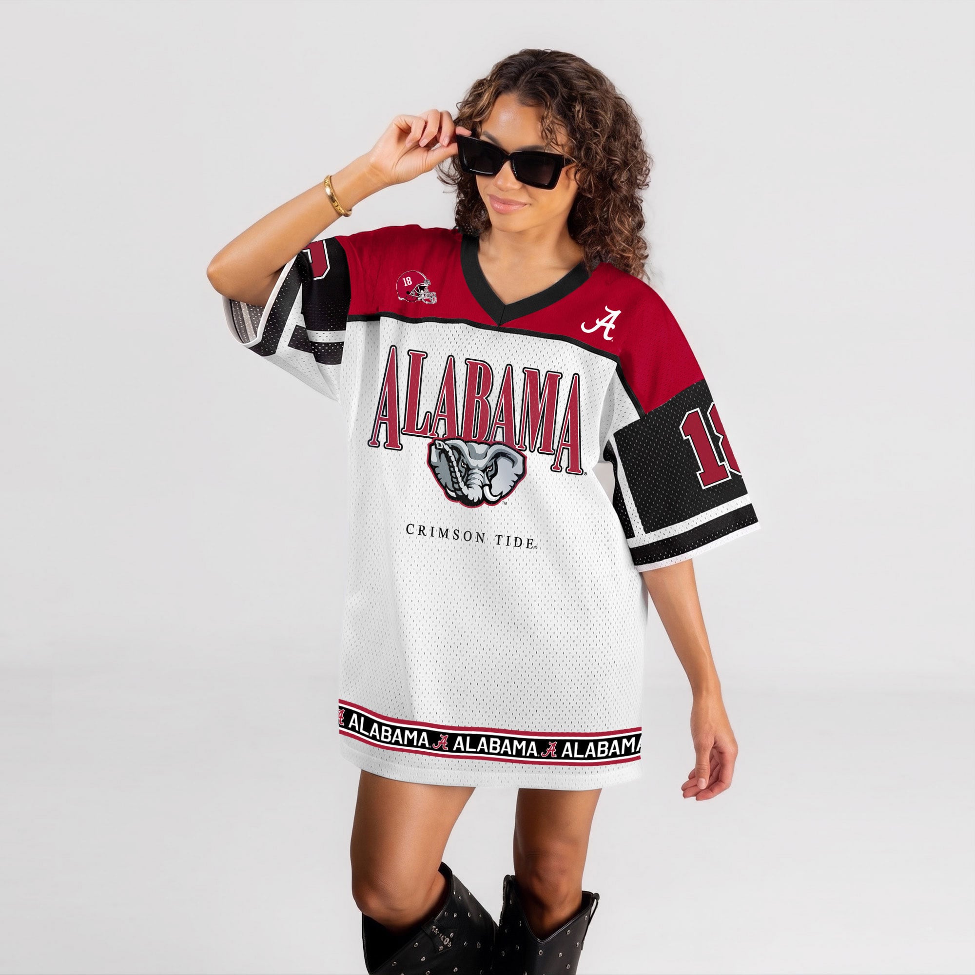Robe de sport pour femme, modèle Hustle Mode, couleur blanche, inspirée des Crimson Tide d'Alabama.