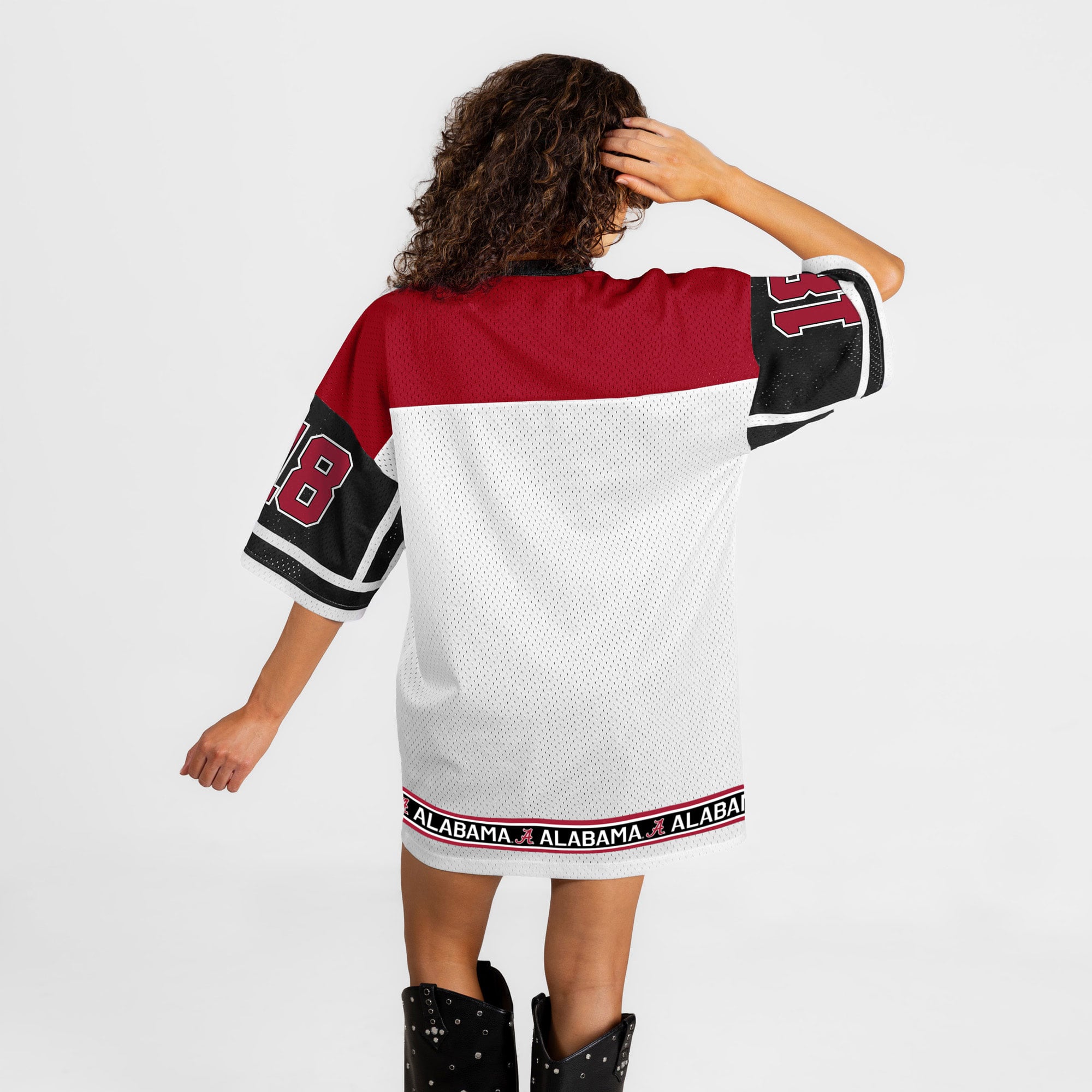Robe de sport pour femme, modèle Hustle Mode, couleur blanche, inspirée des Crimson Tide d'Alabama.