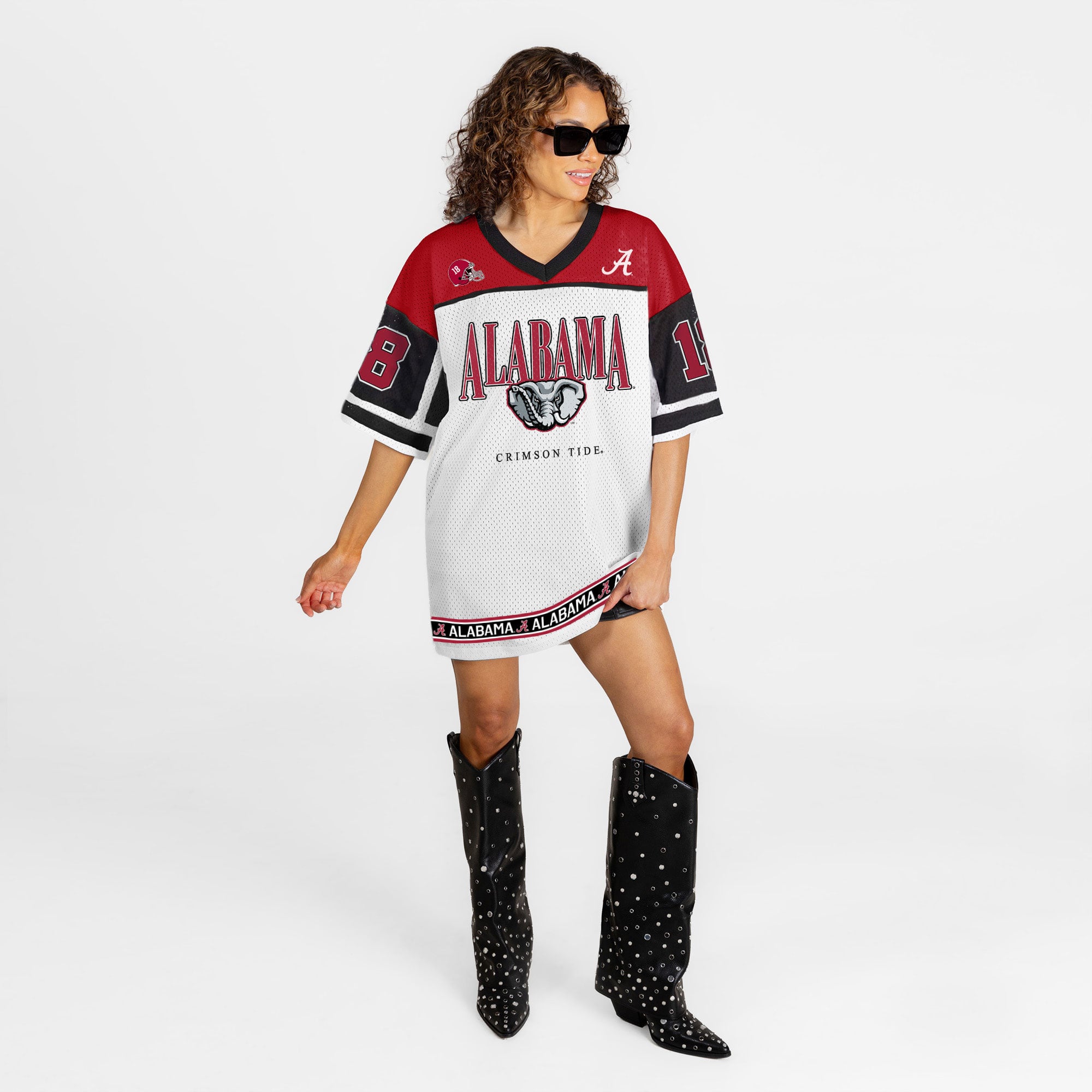 Robe de sport pour femme, modèle Hustle Mode, couleur blanche, inspirée des Crimson Tide d'Alabama.