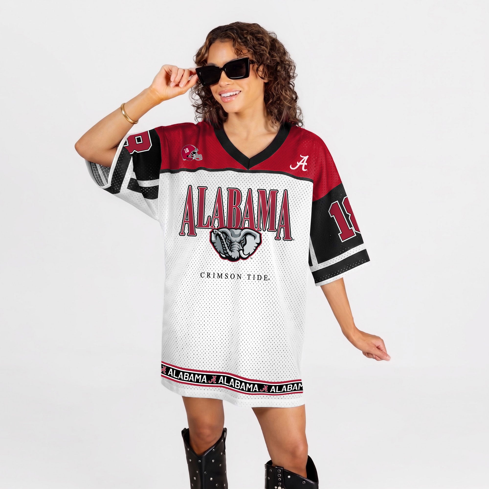 Robe de sport pour femme, modèle Hustle Mode, couleur blanche, inspirée des Crimson Tide d'Alabama.