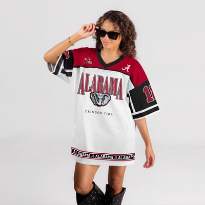 Alabama Crimson Tide Gameday Couture Women's Hustle Mode V-Neck Jersey Dress - White