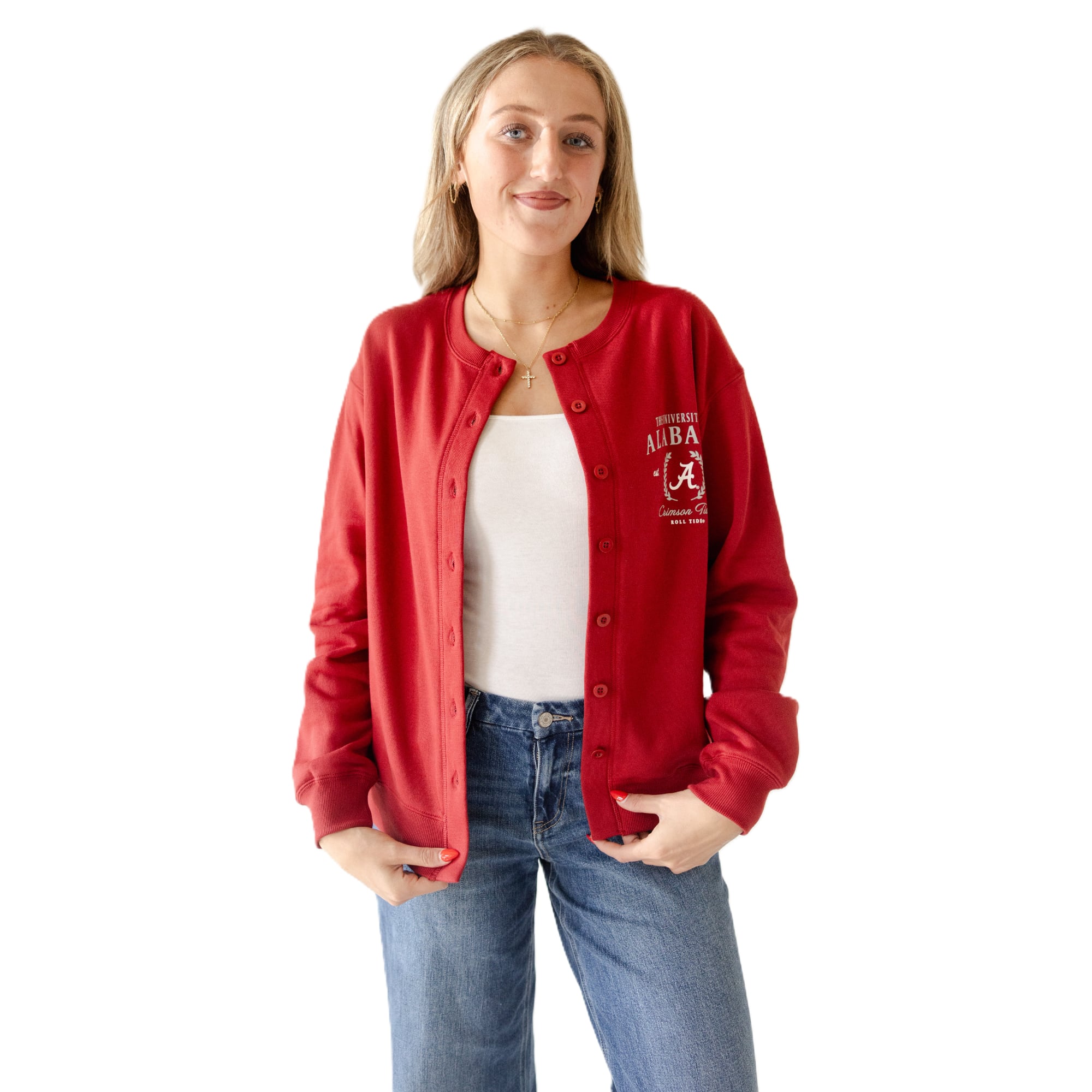 Gilet en polaire boutonné pour femme, motif Crimson Alabama Tide, idéal les jours de match