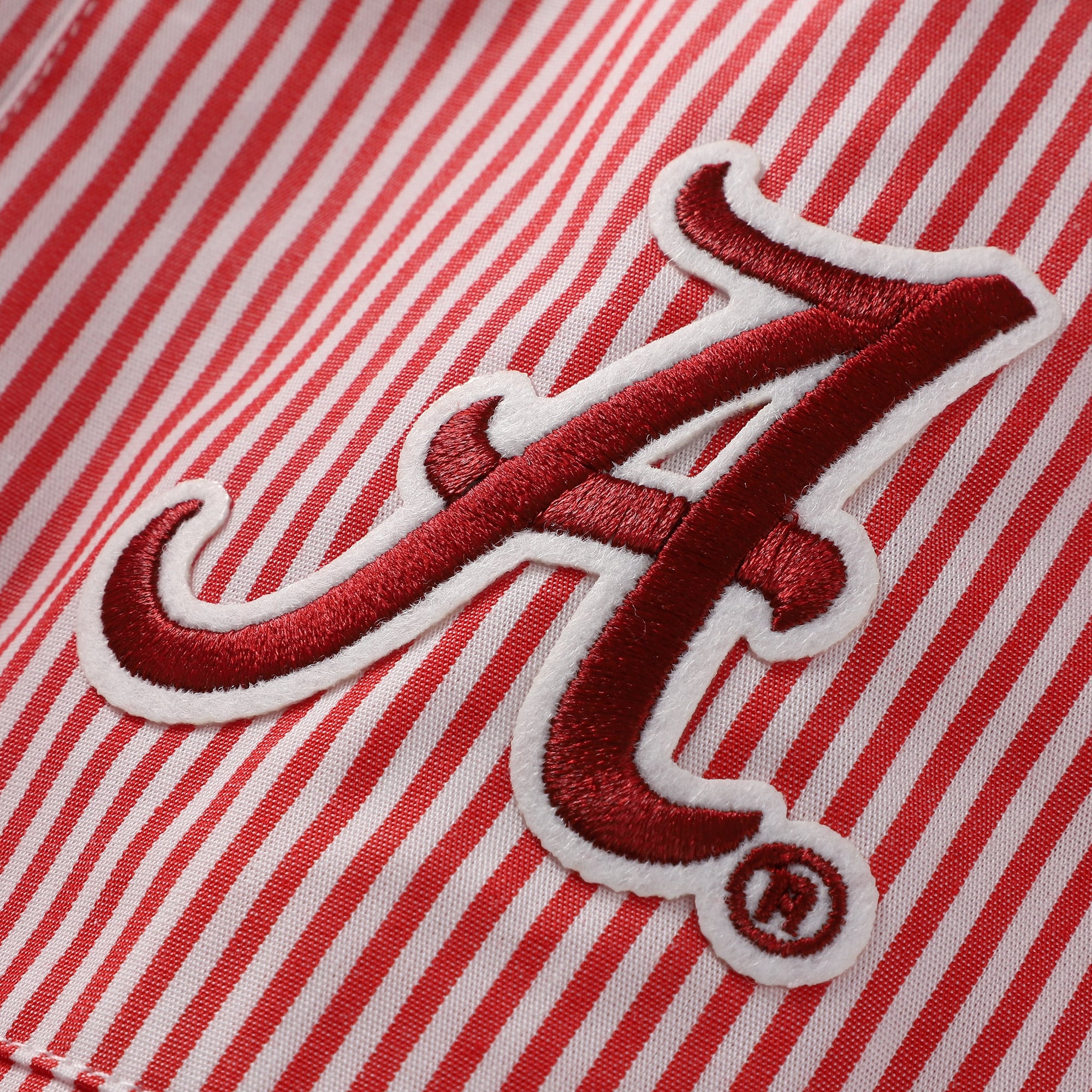 Chemise rayée courte à boutons pour femmes, motif Crimson Alabama Tide, idéale les jours de match