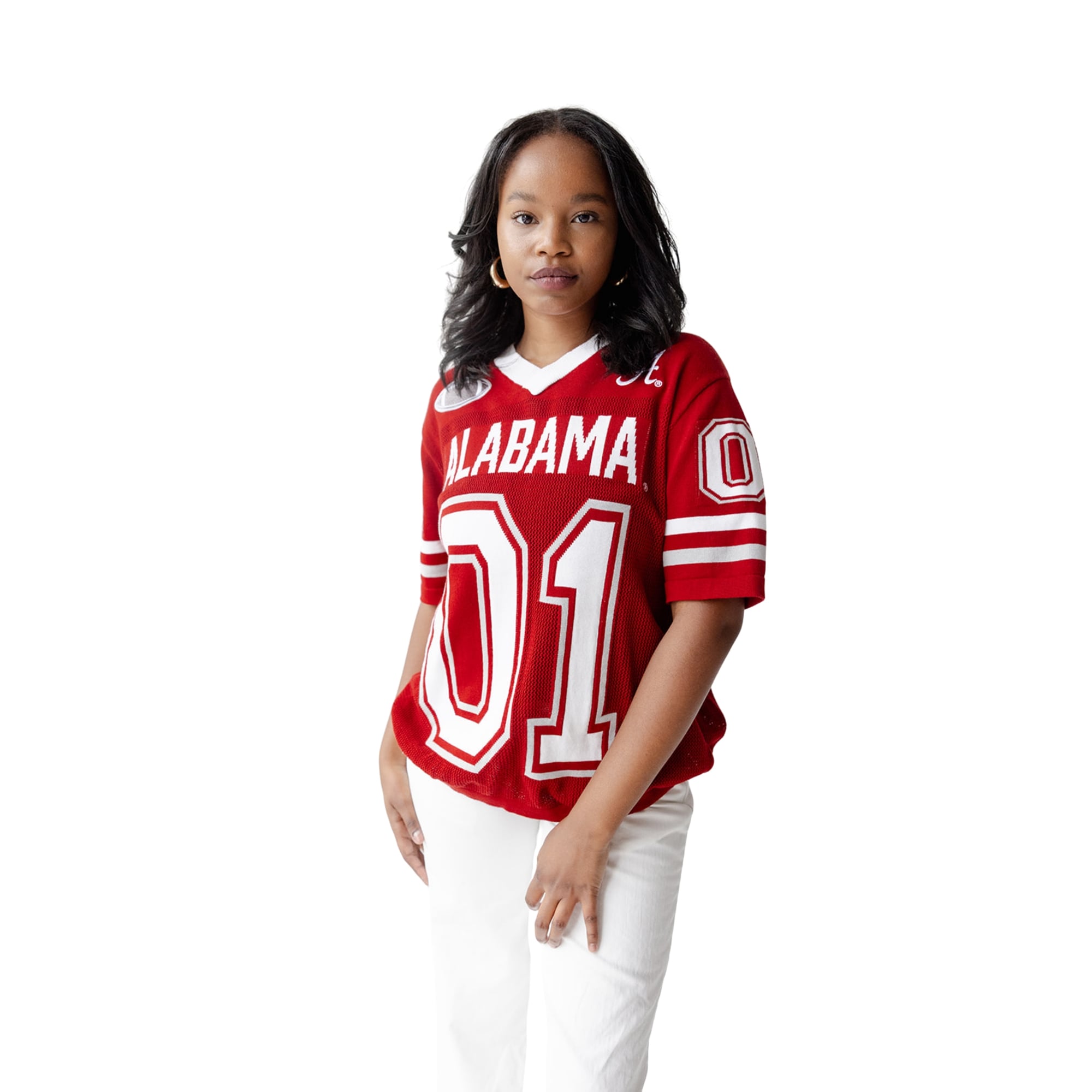 Pull de football américain tricoté Crimson Alabama Tide pour femmes