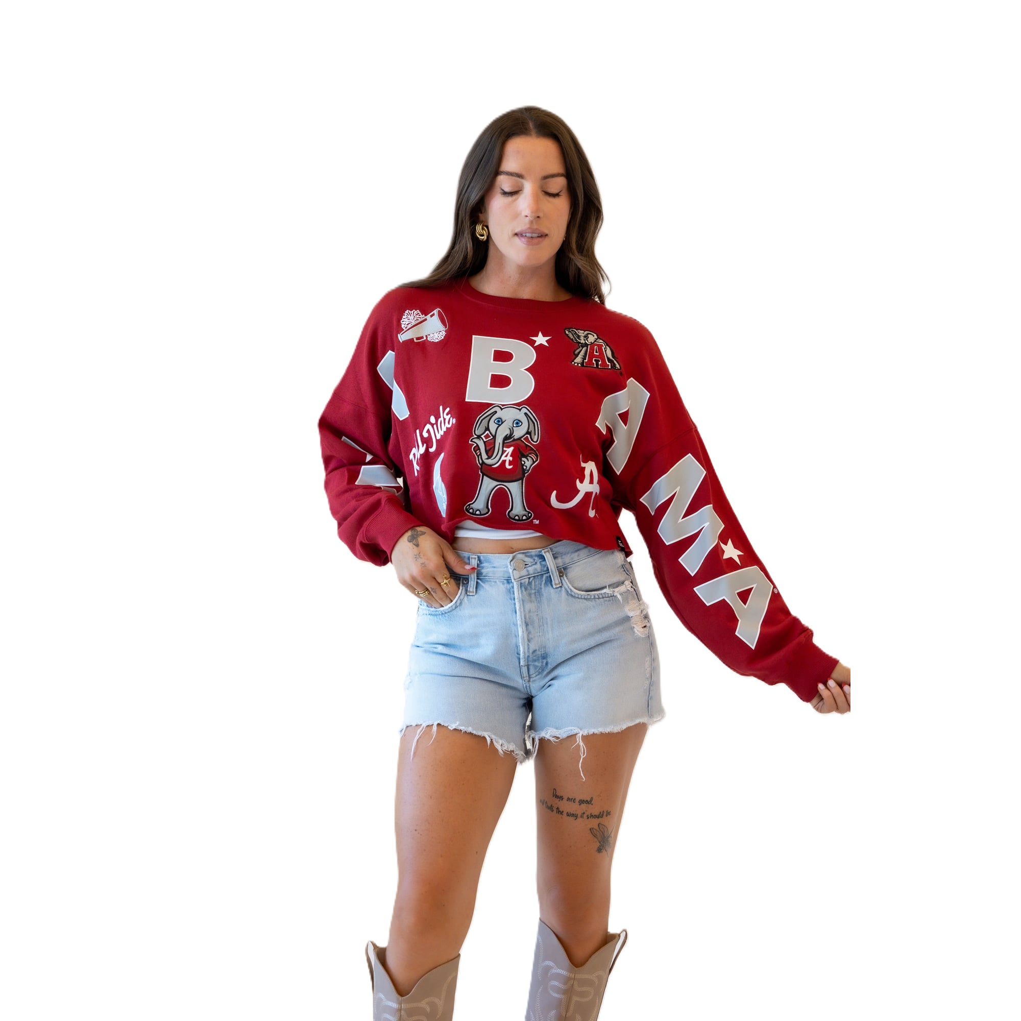 Sweat-shirt à écusson Crimson Tide de l'Alabama pour femmes, style Alabama, avec patch Phipps, les jours match.