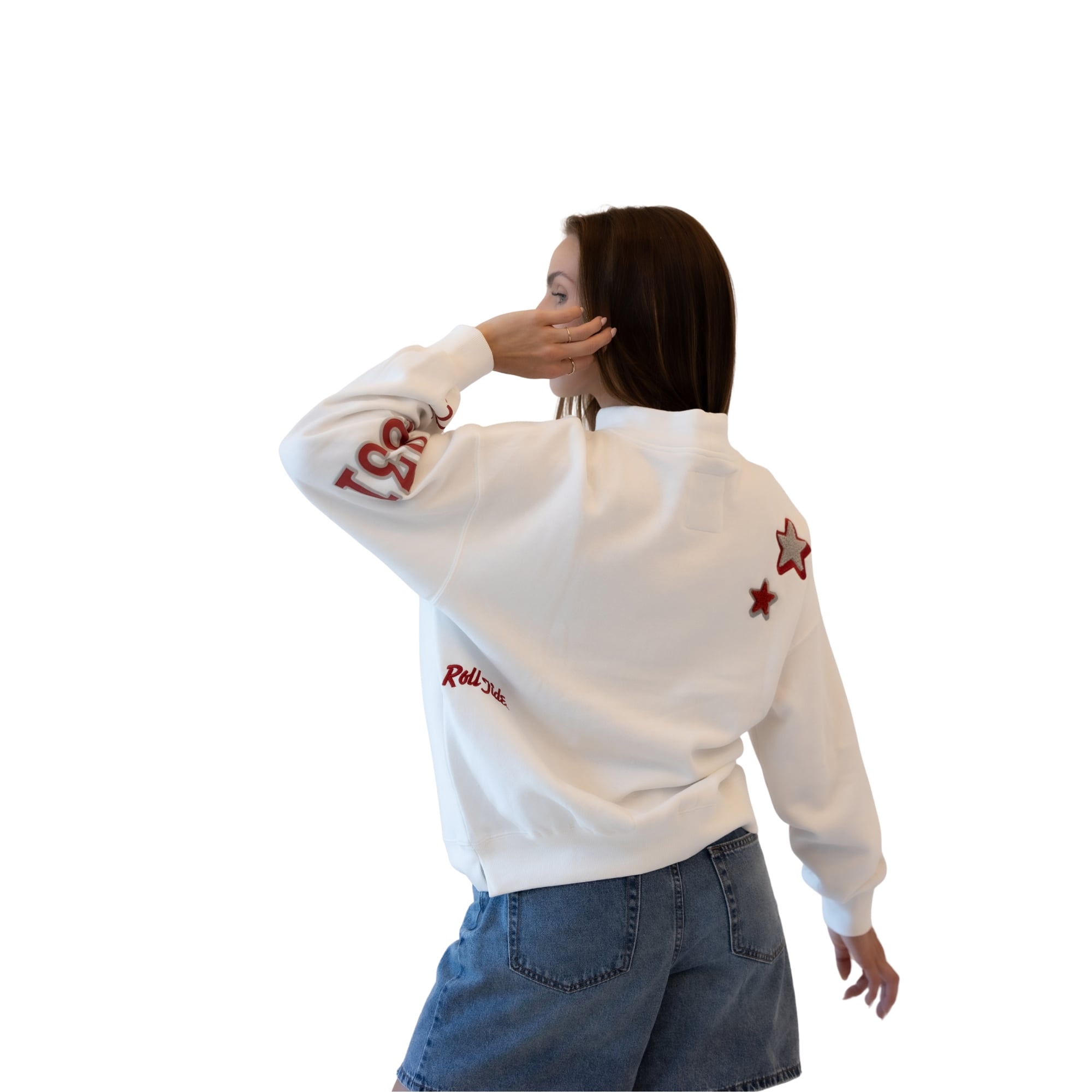 Sweat-shirt à col montant blanc écusson Alabama Crimson Tide pour femmes, idéal les jours de match