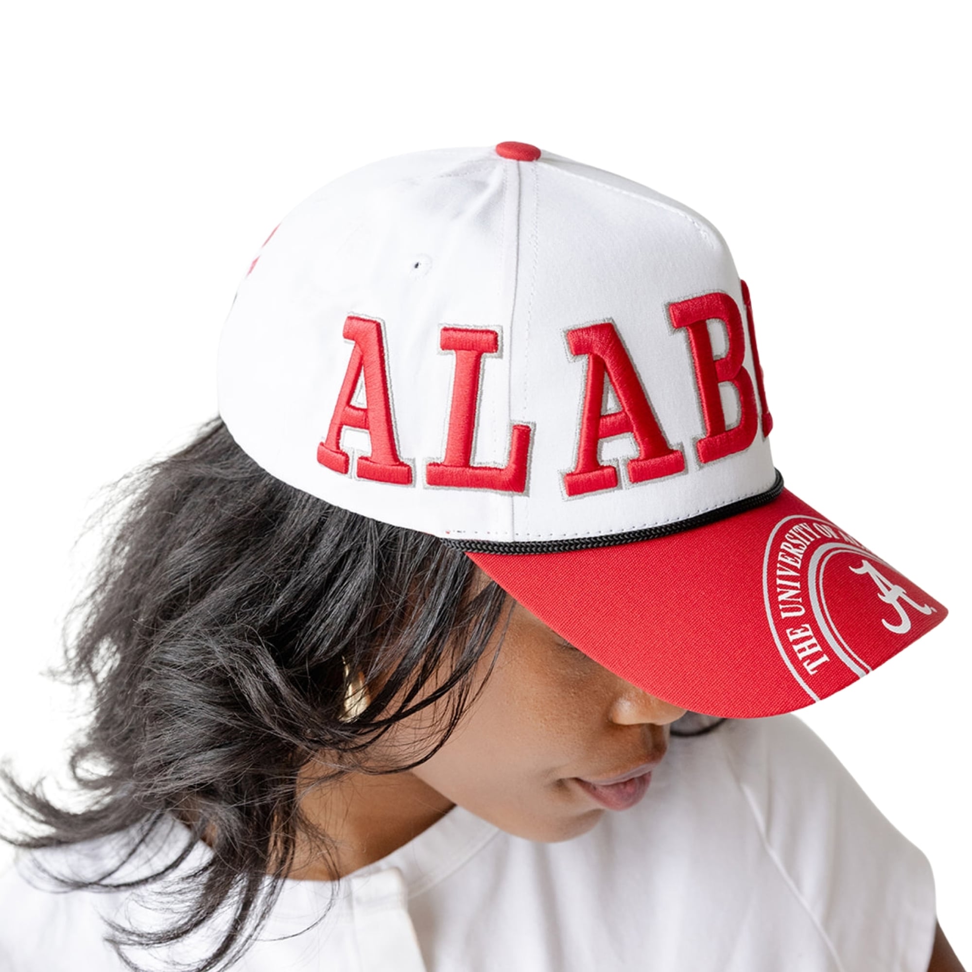 Women's Gameday Social  White/Crimson Alabama Crimson Tide Five-Panel Rope Away Adjustable Hat