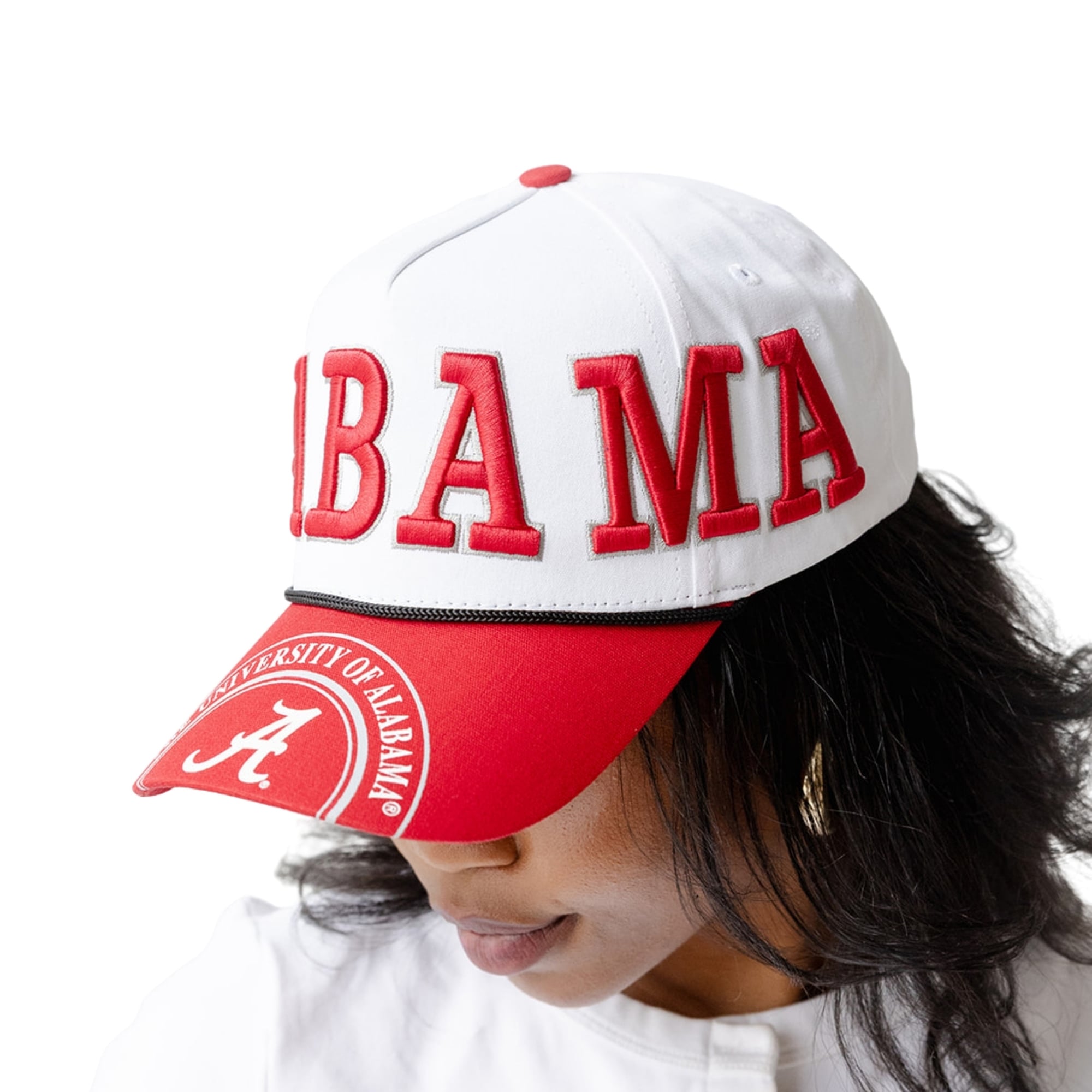 Women's Gameday Social  White/Crimson Alabama Crimson Tide Five-Panel Rope Away Adjustable Hat