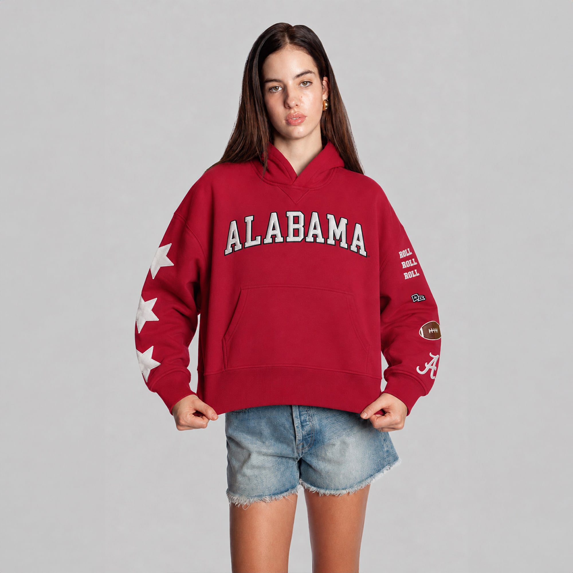 Sweat à capuche court Crimson Tide de l'Alabama, collection Hype and Vice pour femmes