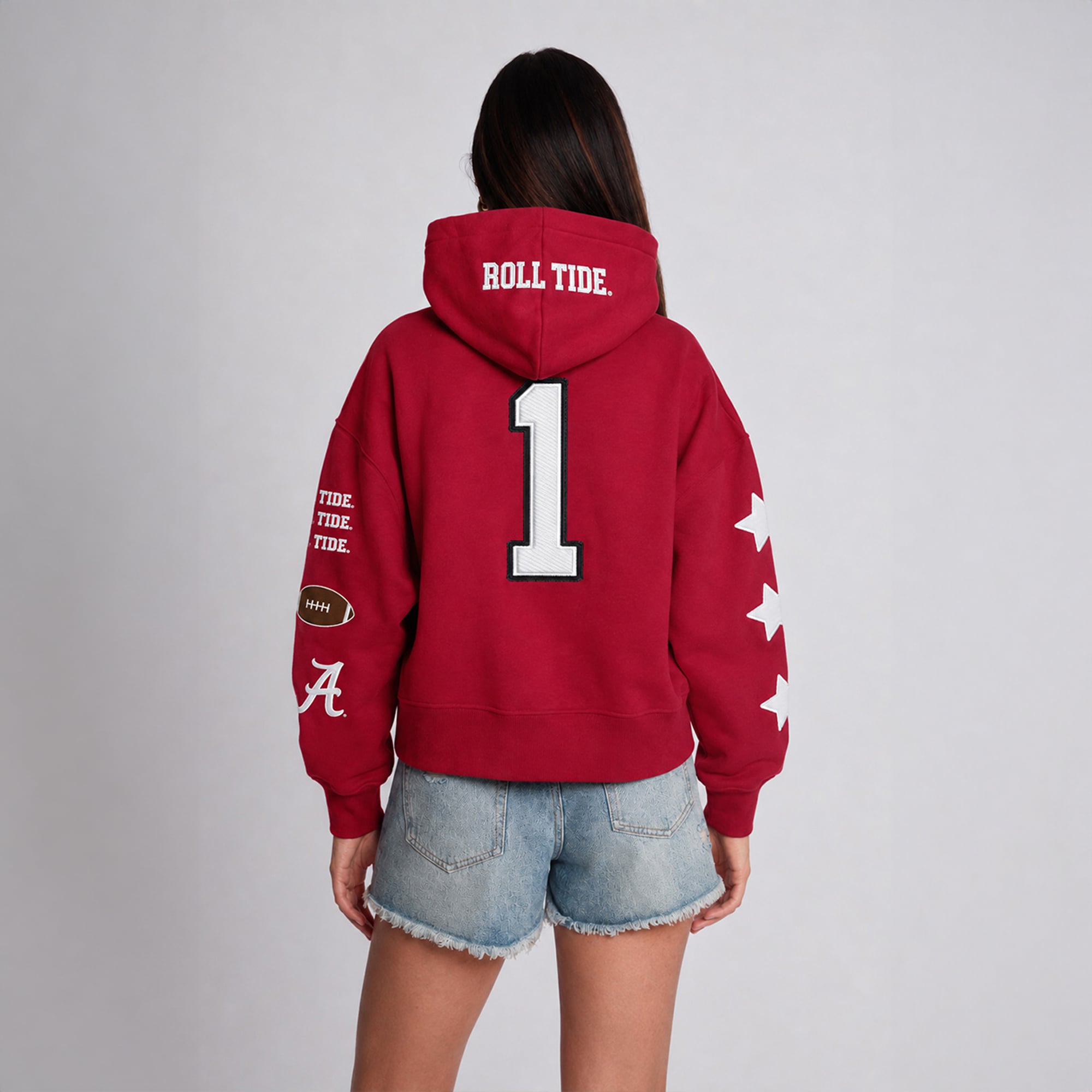 Sweat à capuche court Crimson Tide de l'Alabama, collection Hype and Vice pour femmes