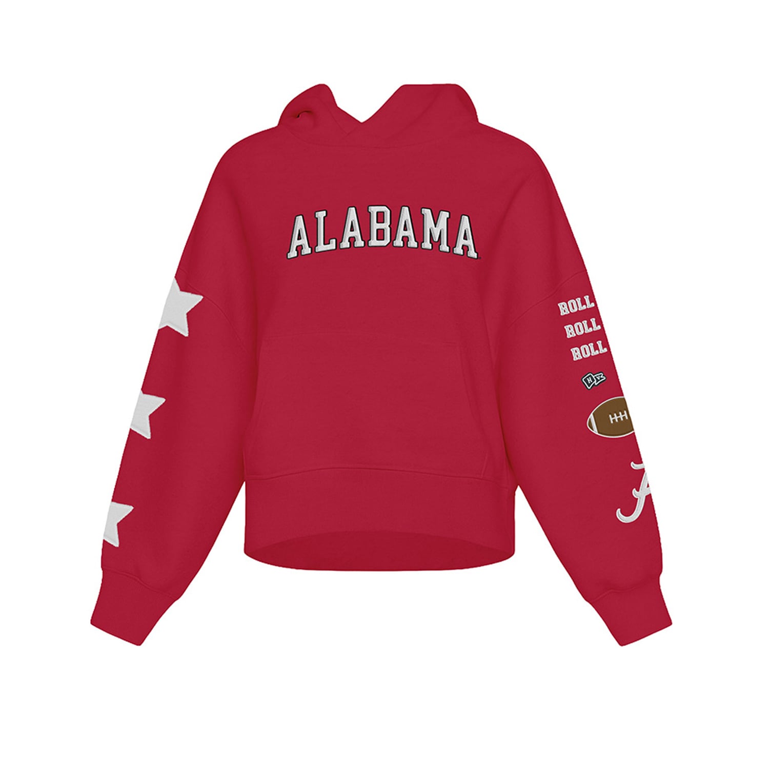 Sweat à capuche court Crimson Tide de l'Alabama, collection Hype and Vice pour femmes