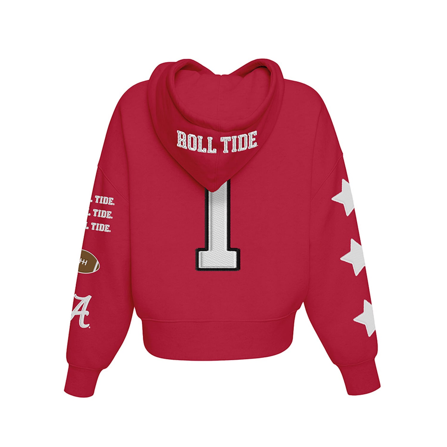 Sweat à capuche court Crimson Tide de l'Alabama, collection Hype and Vice pour femmes
