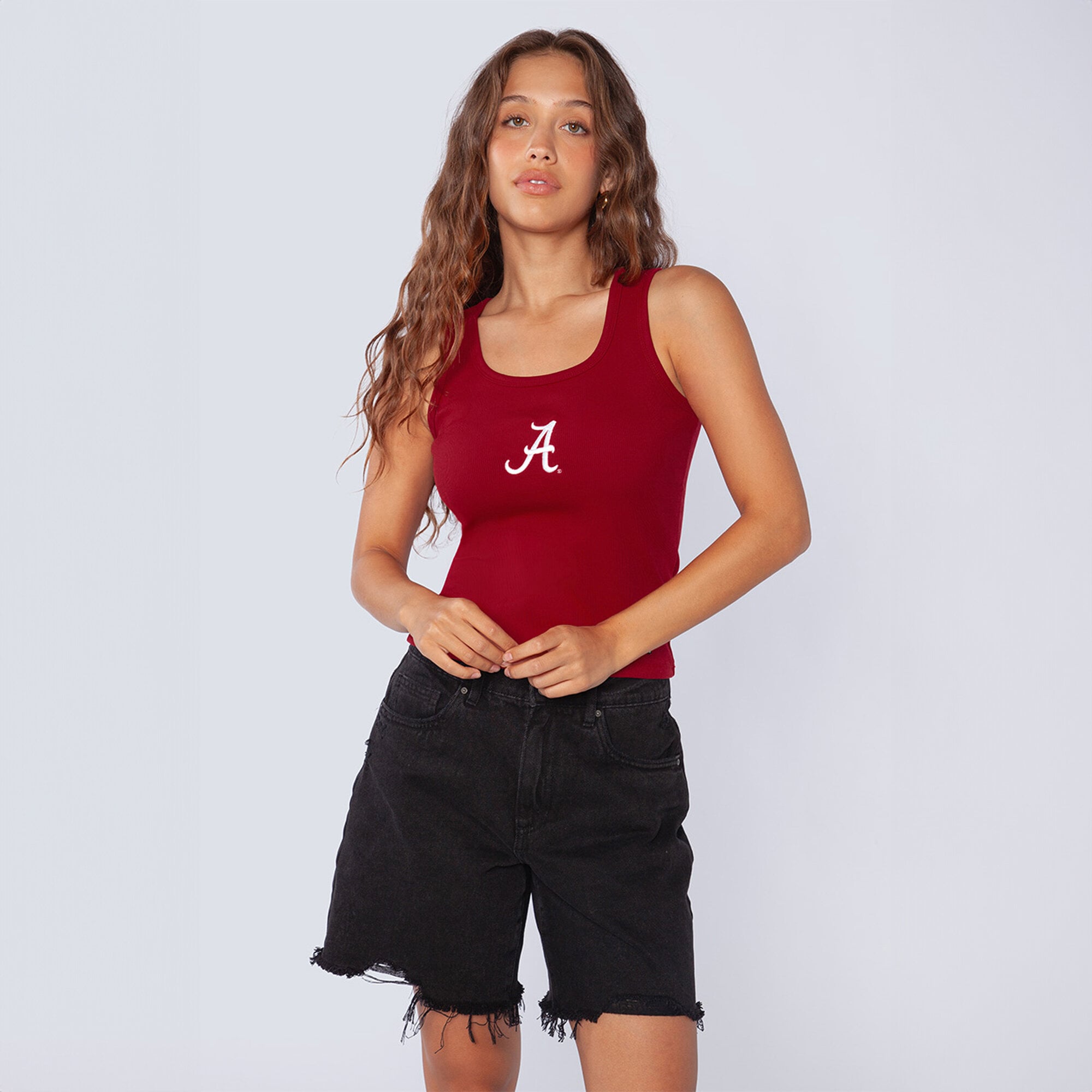 Débardeur côtelé à logo principal Crimson Tide de l'Alabama, collection Hype and Vice pour femmes