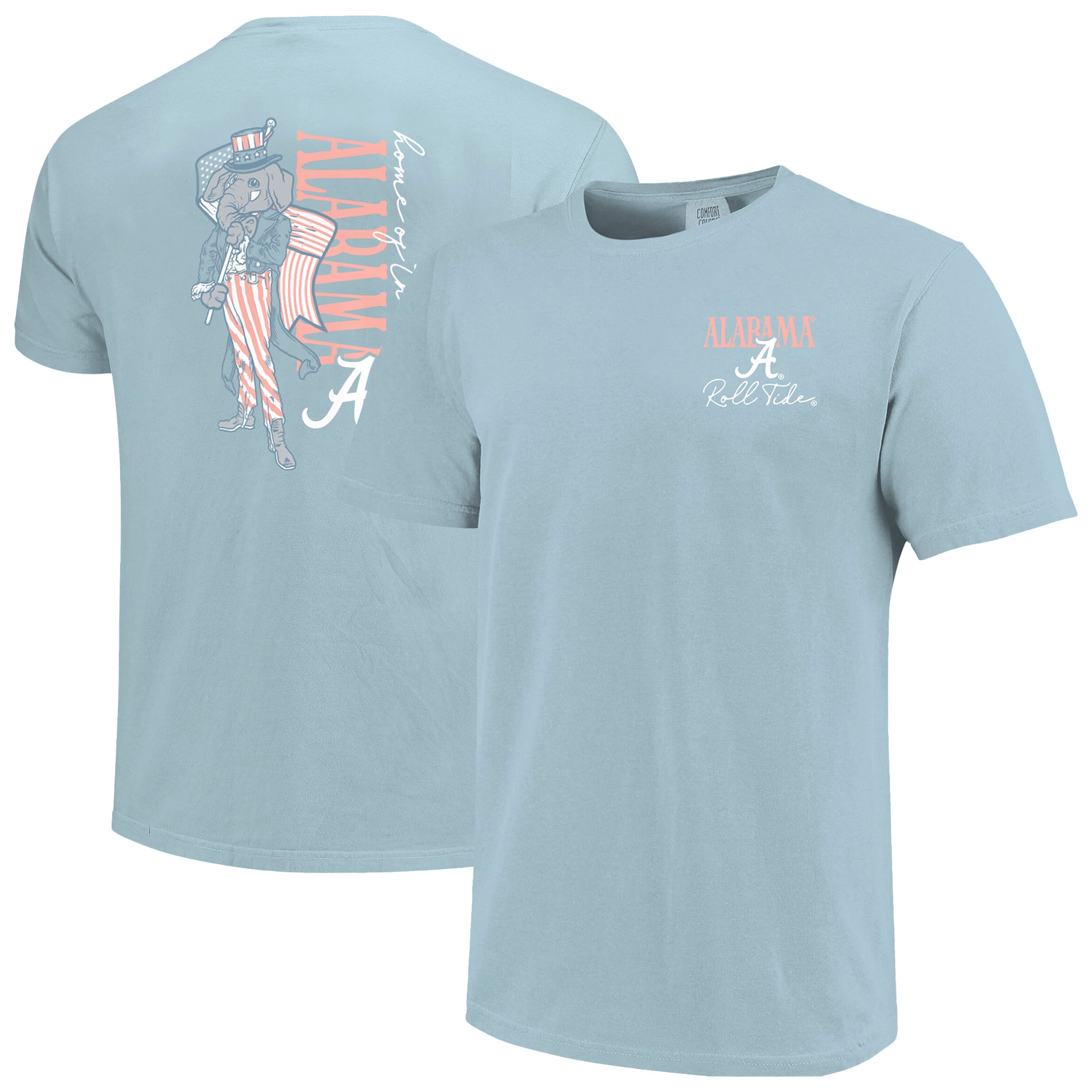 Women's Light Blue Alabama Crimson Tide Americana Mascot Comfort Colors T-Shirt