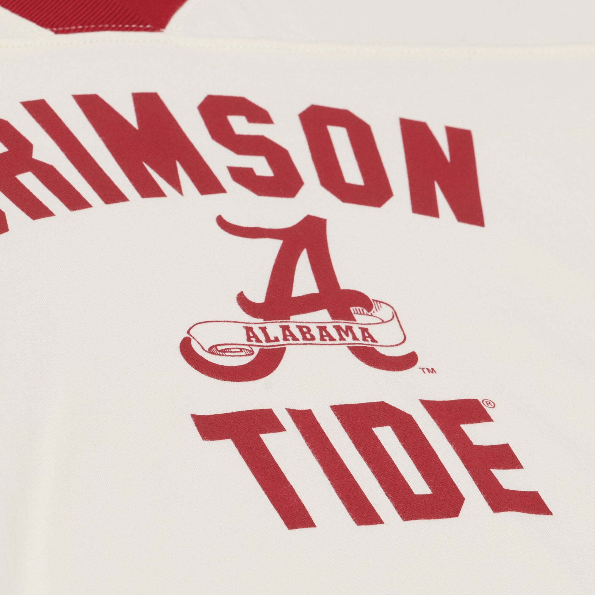 Women's Mitchell & Ness Cream Alabama Crimson Tide Retro Roots Crop Boxy Yoke T-Shirt