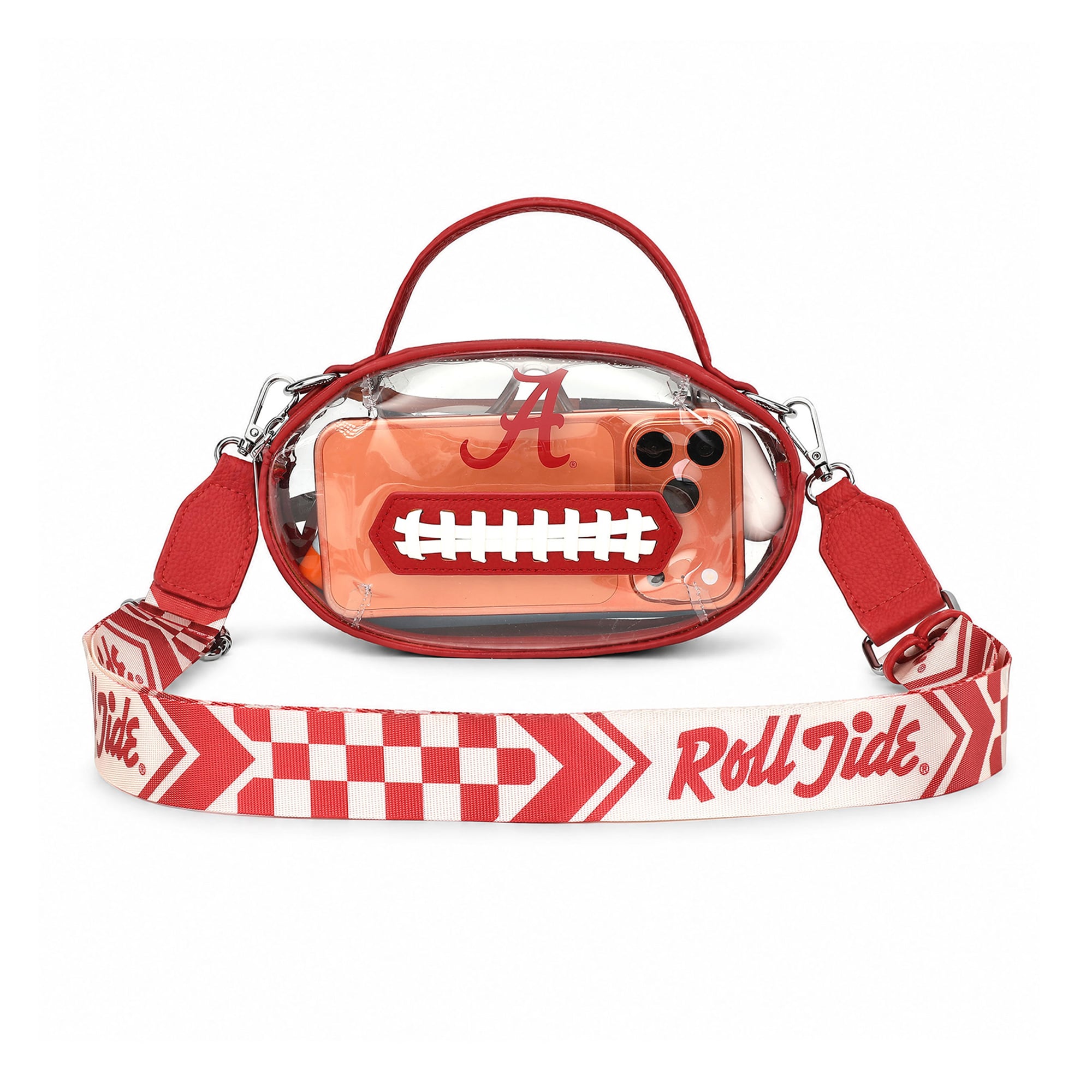 Sac bandoulière transparent Montana West pour femme, sans couleur, Alabama Crimson Tide