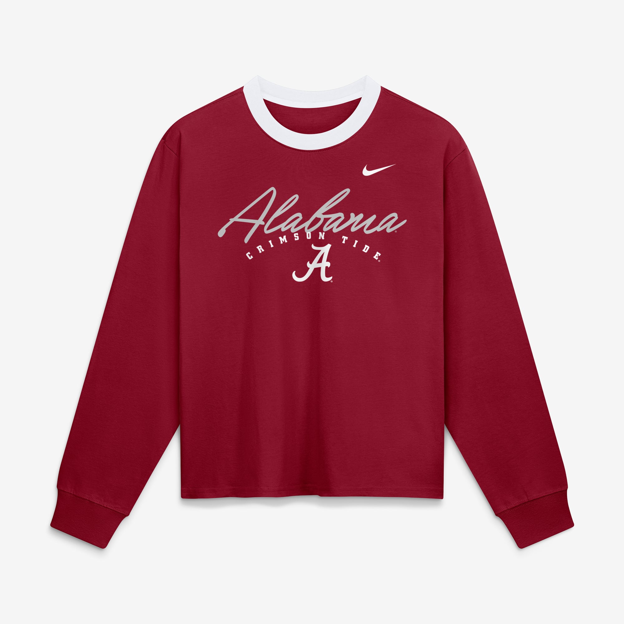 T-shirt à manches longues Nike Alabama Crimson Tide Ringer Boxy pour femme