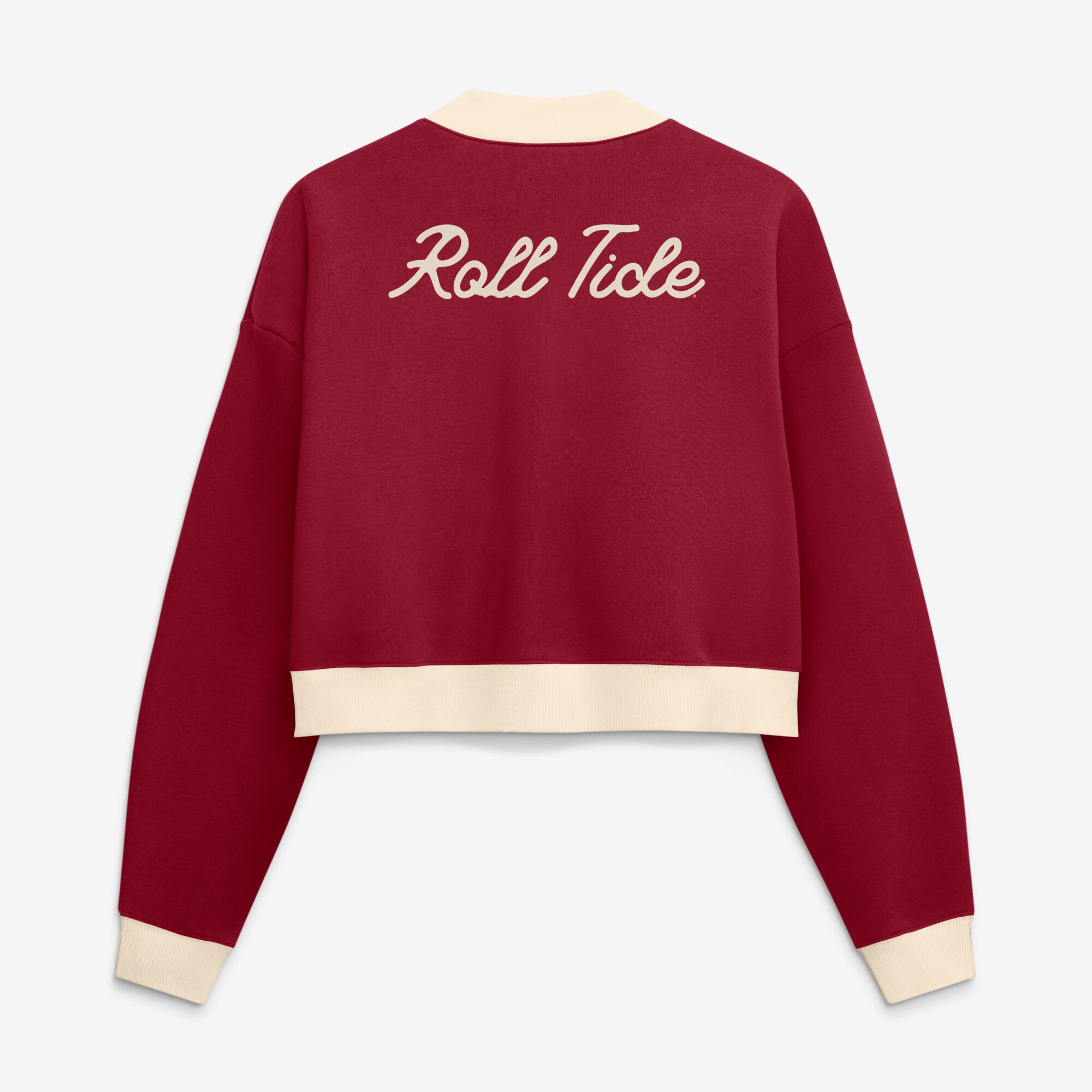 Women's Nike Crimson Alabama Tide Oversized Academic Cropped Full-Zip Bomber Jacket