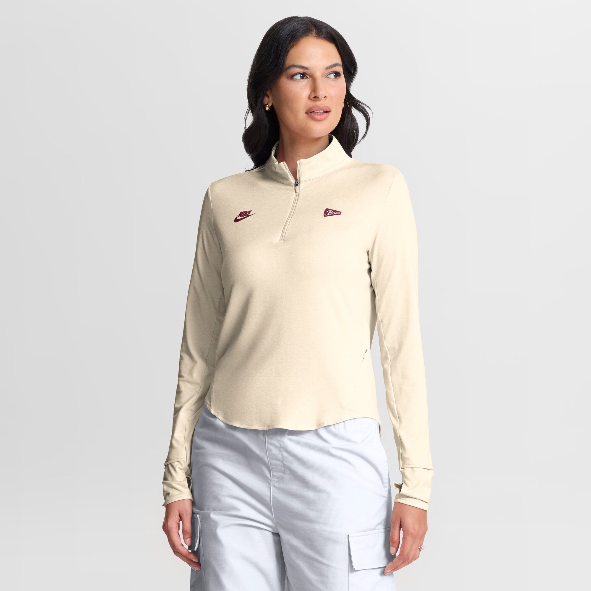 Women's Nike Natural Alabama Crimson Tide Legacy Swift Dri-FIT Half-Zip Pullover
