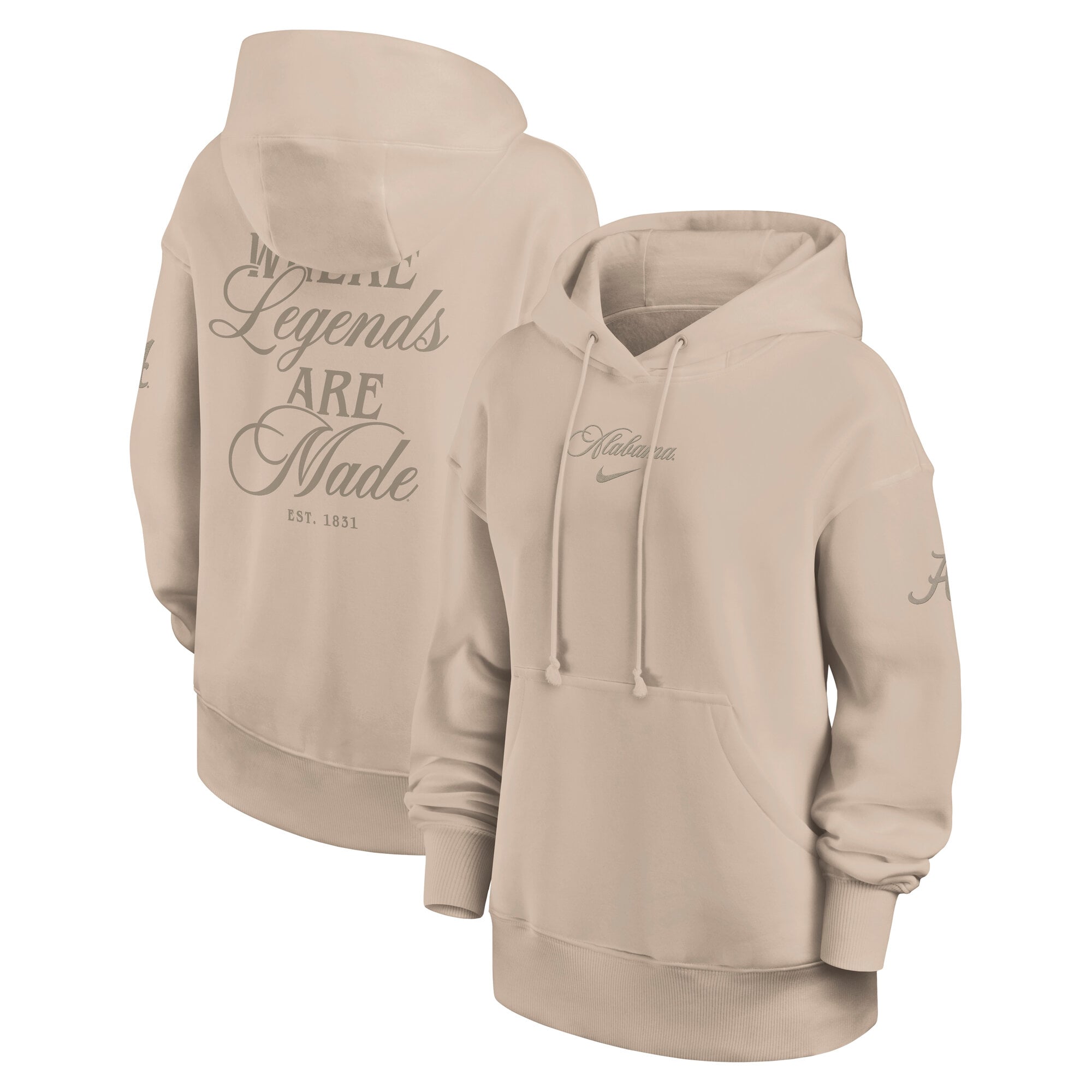 Women's Nike Tan Alabama Crimson Tide Neutral Stance Phoenix Fleece Oversized Hoodie