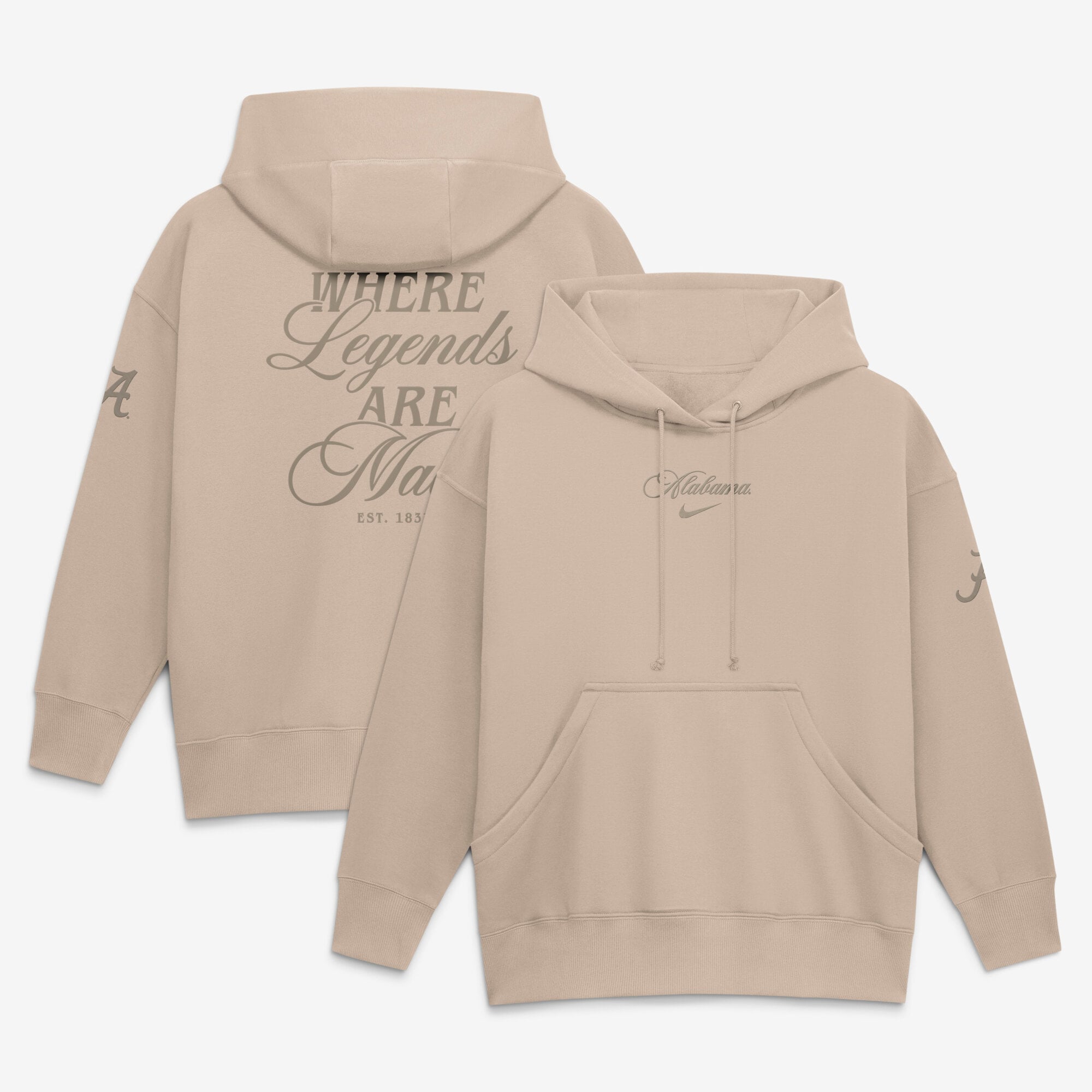 Women's Nike Tan Alabama Crimson Tide Neutral Stance Phoenix Fleece Oversized Hoodie
