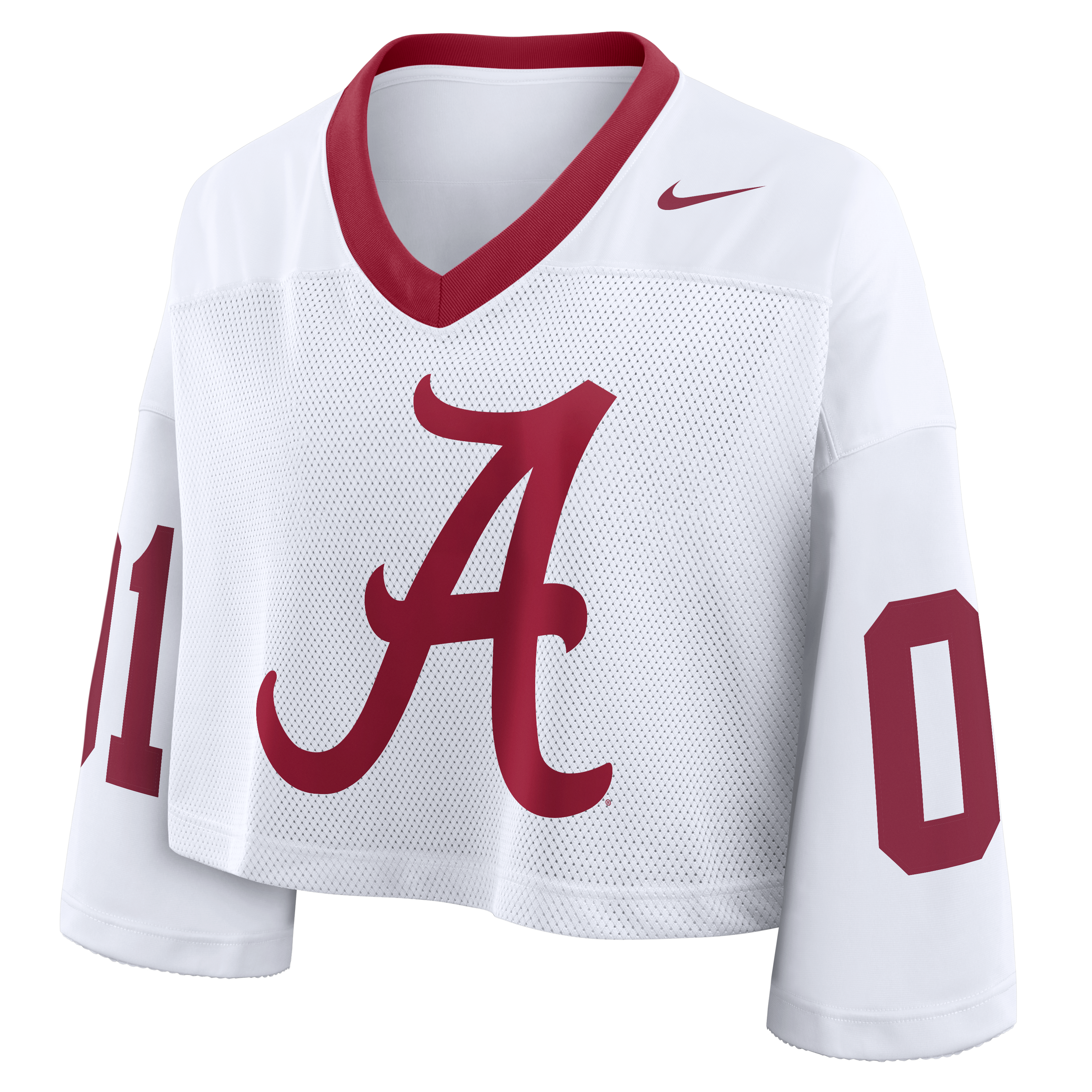 Women's Nike White Alabama Crimson Tide Oversized Logo Cropped Fashion Jersey