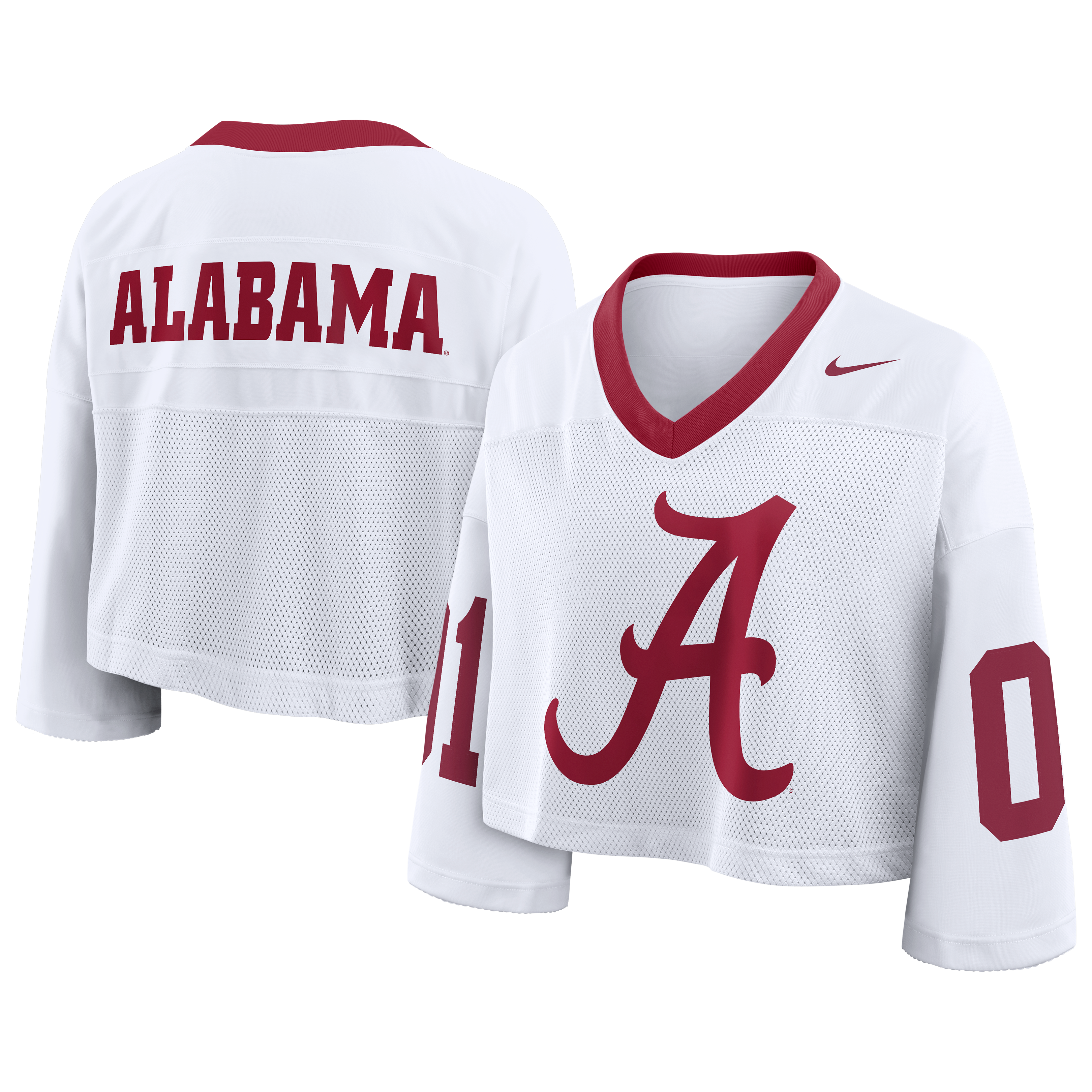 Women's Nike White Alabama Crimson Tide Oversized Logo Cropped Fashion Jersey
