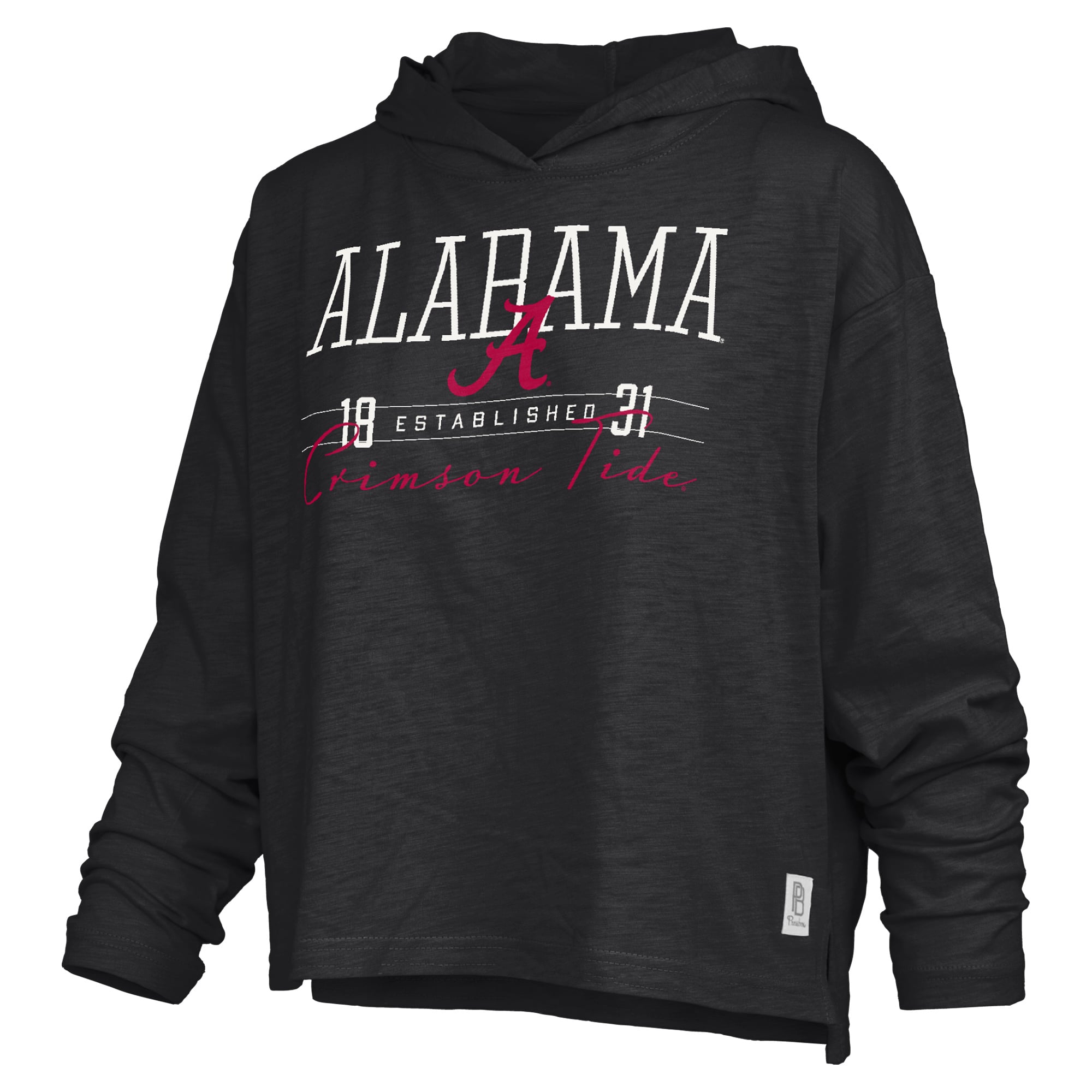 Women's Pressbox  Black Alabama Crimson Tide Castillo Slub Waist Length Long Sleeve Hooded T-Shirt