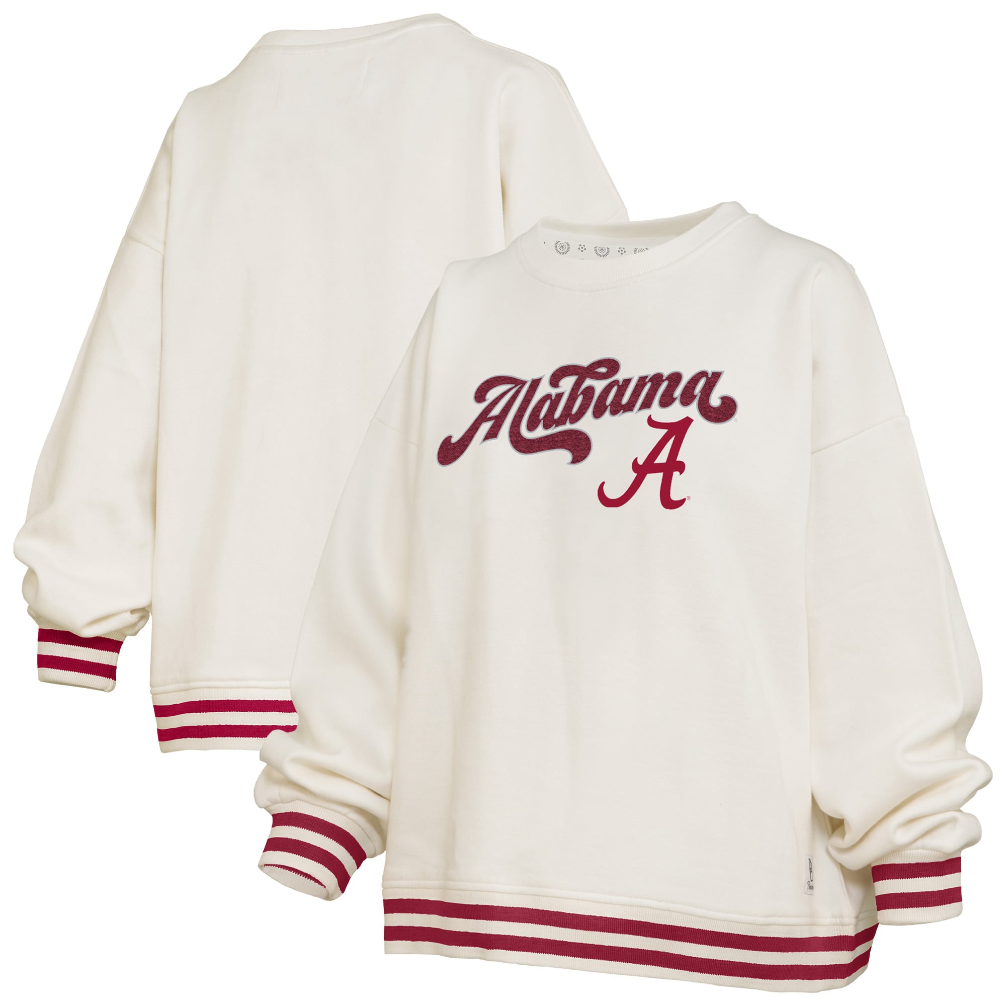 Sweat-shirt côtelé en chenille crème Alabama Crimson Tide Bonanza pour femme, de la marque Pressbox.