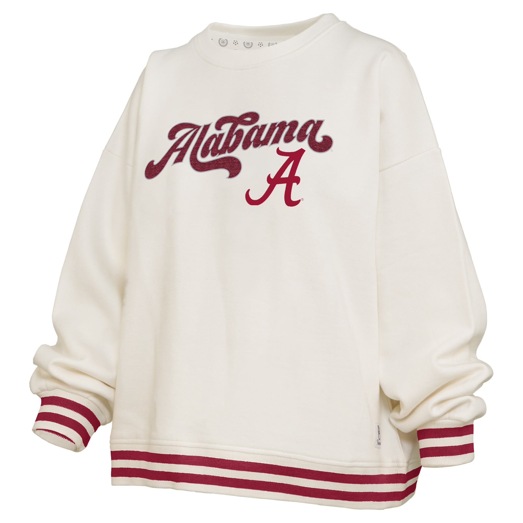Sweat-shirt côtelé en chenille crème Alabama Crimson Tide Bonanza pour femme, de la marque Pressbox.