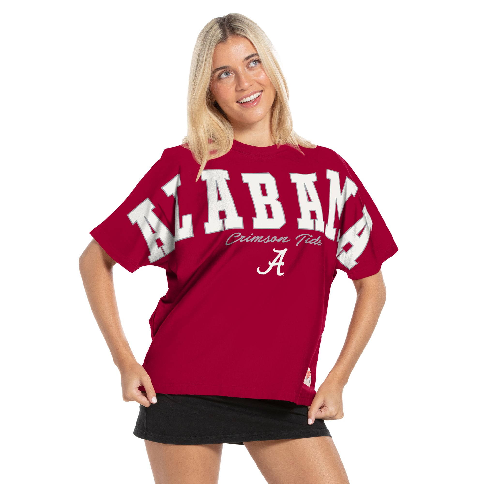 Women's Pressbox  Crimson Alabama Tide Flannigan Oversized T-Shirt