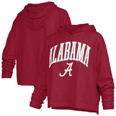  Alabama Crimson Tide Pressbox Women's Nelson Arch Over Logo Long Sleeve Hooded Slub T-Shirt - Crimson