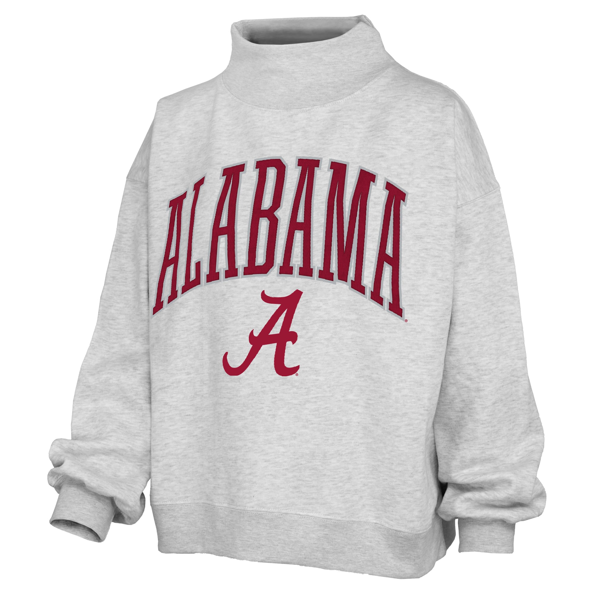 Women's Pressbox Gray Alabama Crimson Tide Nelson Texture Lingo Mock Neck Fleece Sweatshirt