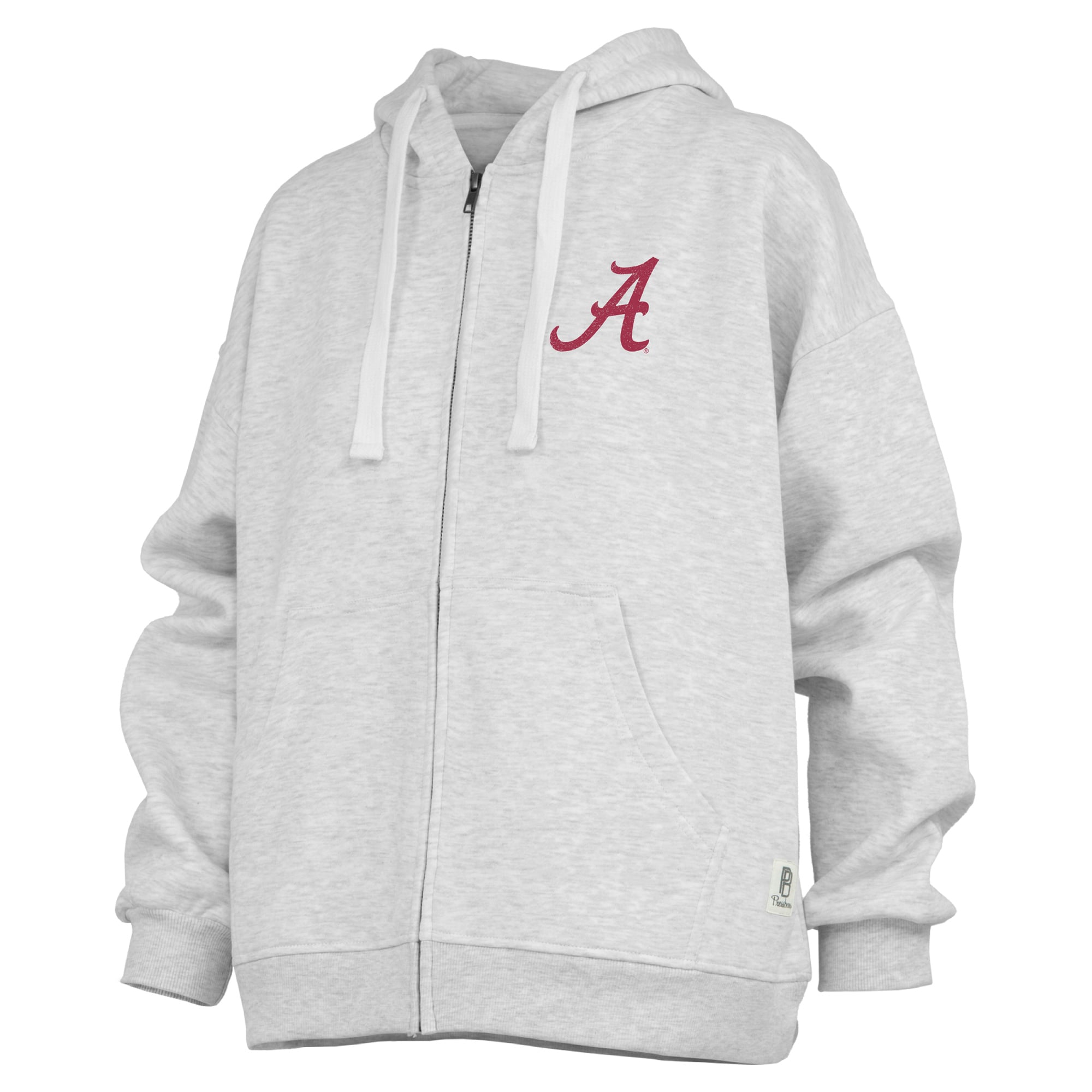 Sweat à capuche zippé Janise gris chiné pour femme, de la marque Pressbox, aux couleurs l'Alabama Crimson Tide.