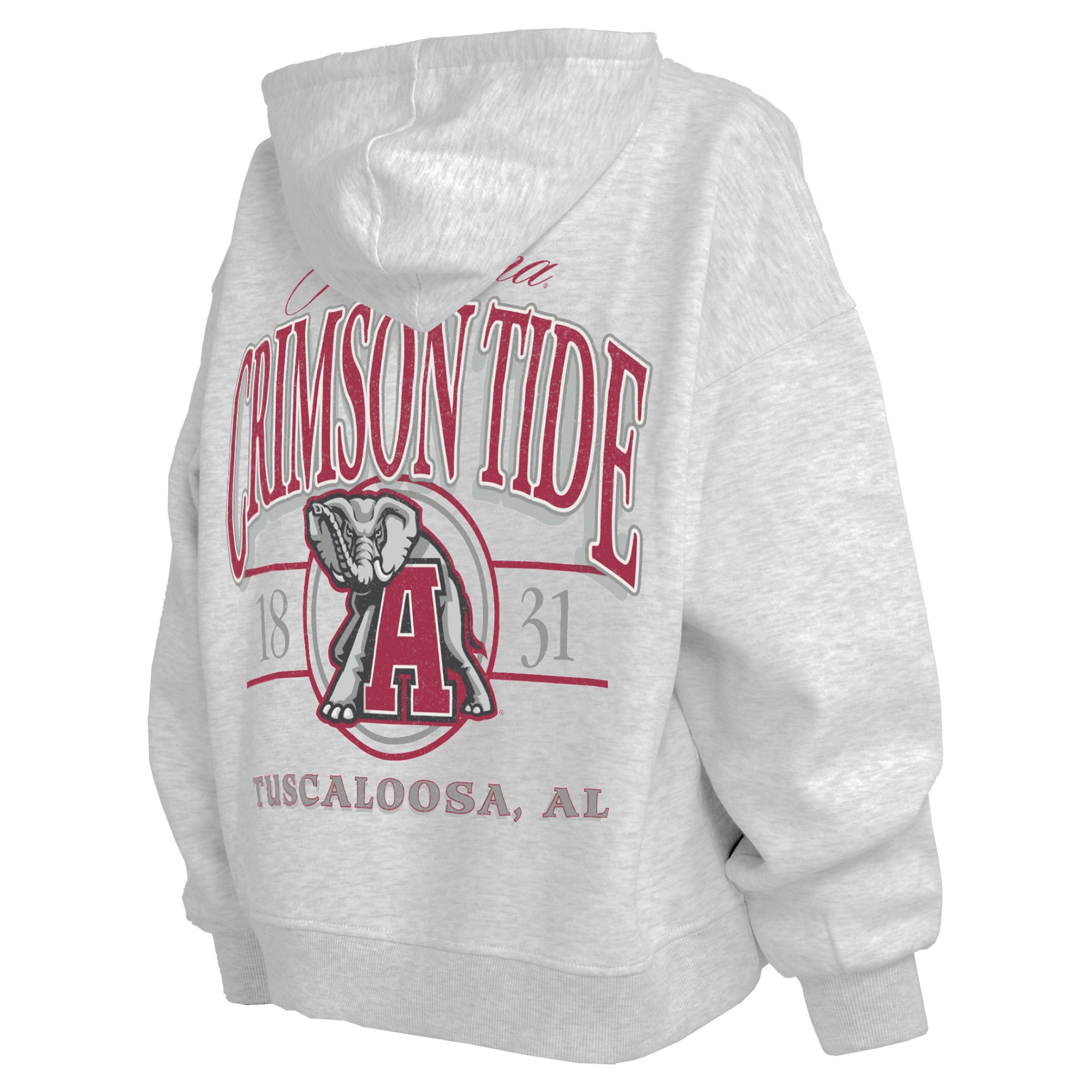 Sweat à capuche zippé Janise gris chiné pour femme, de la marque Pressbox, aux couleurs l'Alabama Crimson Tide.