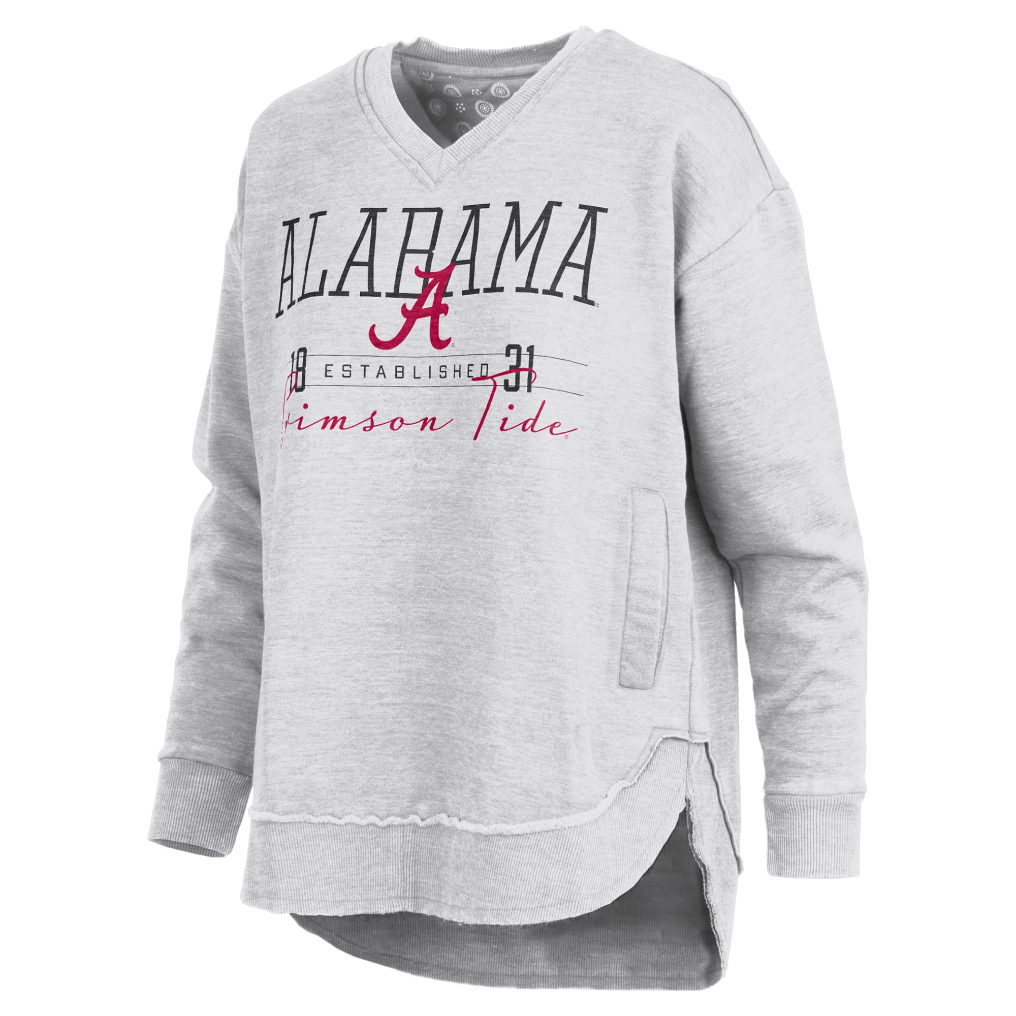 Women's Pressbox Heather Gray Alabama Crimson Tide Marcus East Hall Poncho V-Neck Sweatshirt