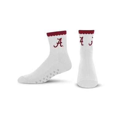  Alabama Crimson Tide PRO Compression Women's Heartshape Grippers Yoga-Pilates Quarter Socks - White