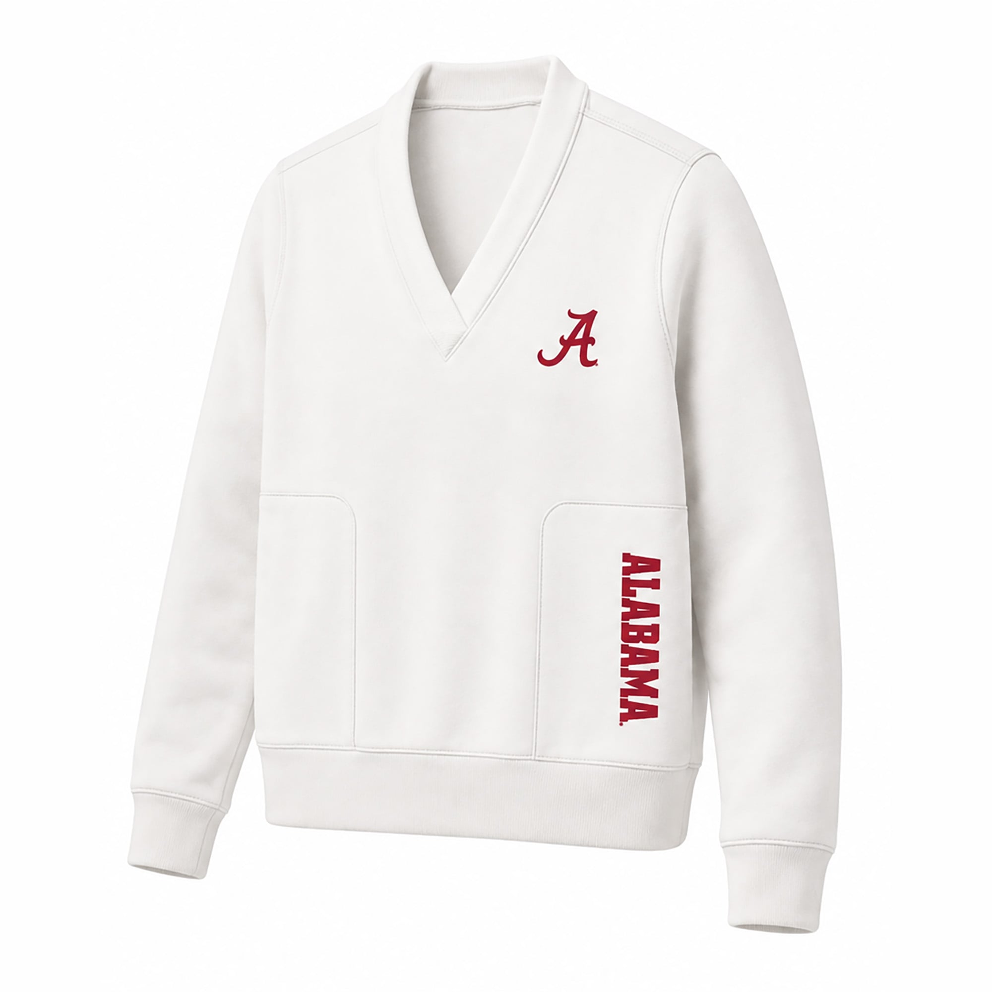 Sweat-shirt à col en V blanc Alabama Crimson Tide pour femme, grande taille