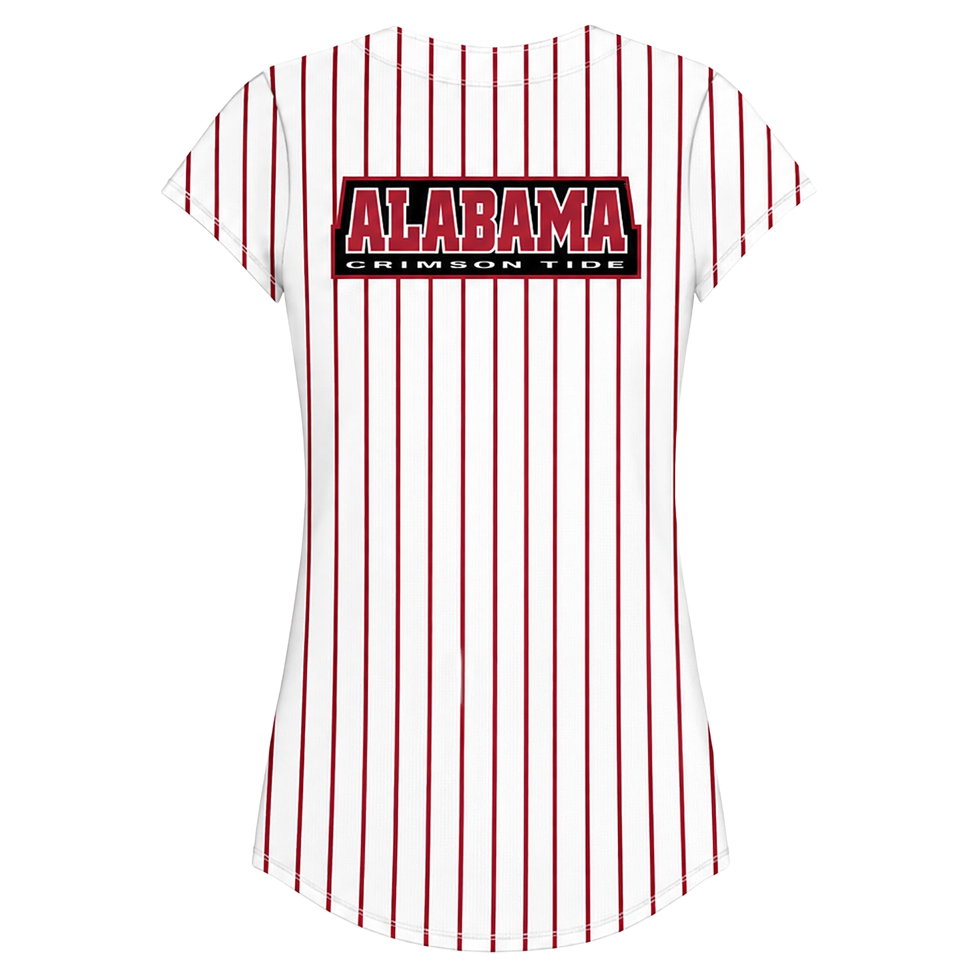 Women's Profile White/Crimson Alabama Crimson Tide Plus Stripe Glitter Button-Up Fashion Jersey Top