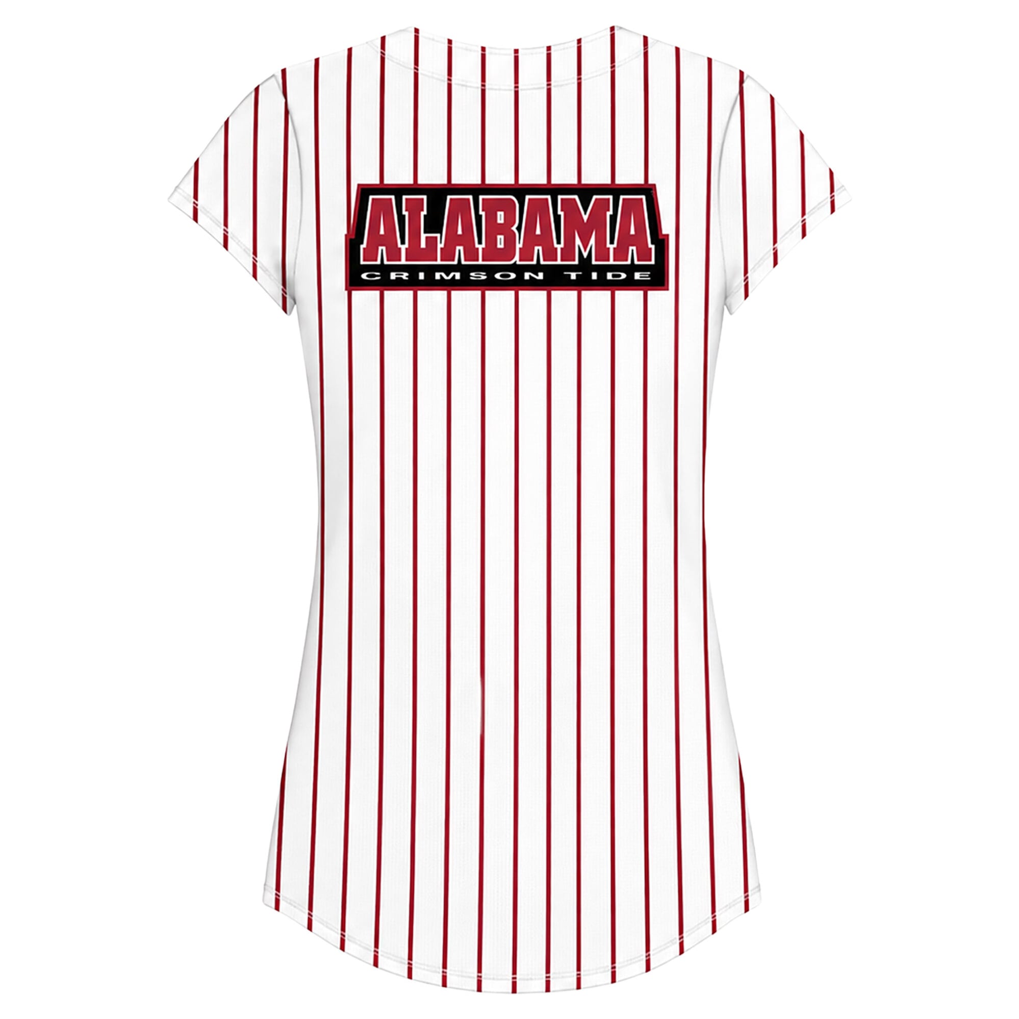 Women's Profile White/Crimson Alabama Crimson Tide Plus Stripe Glitter Button-Up Fashion Jersey Top