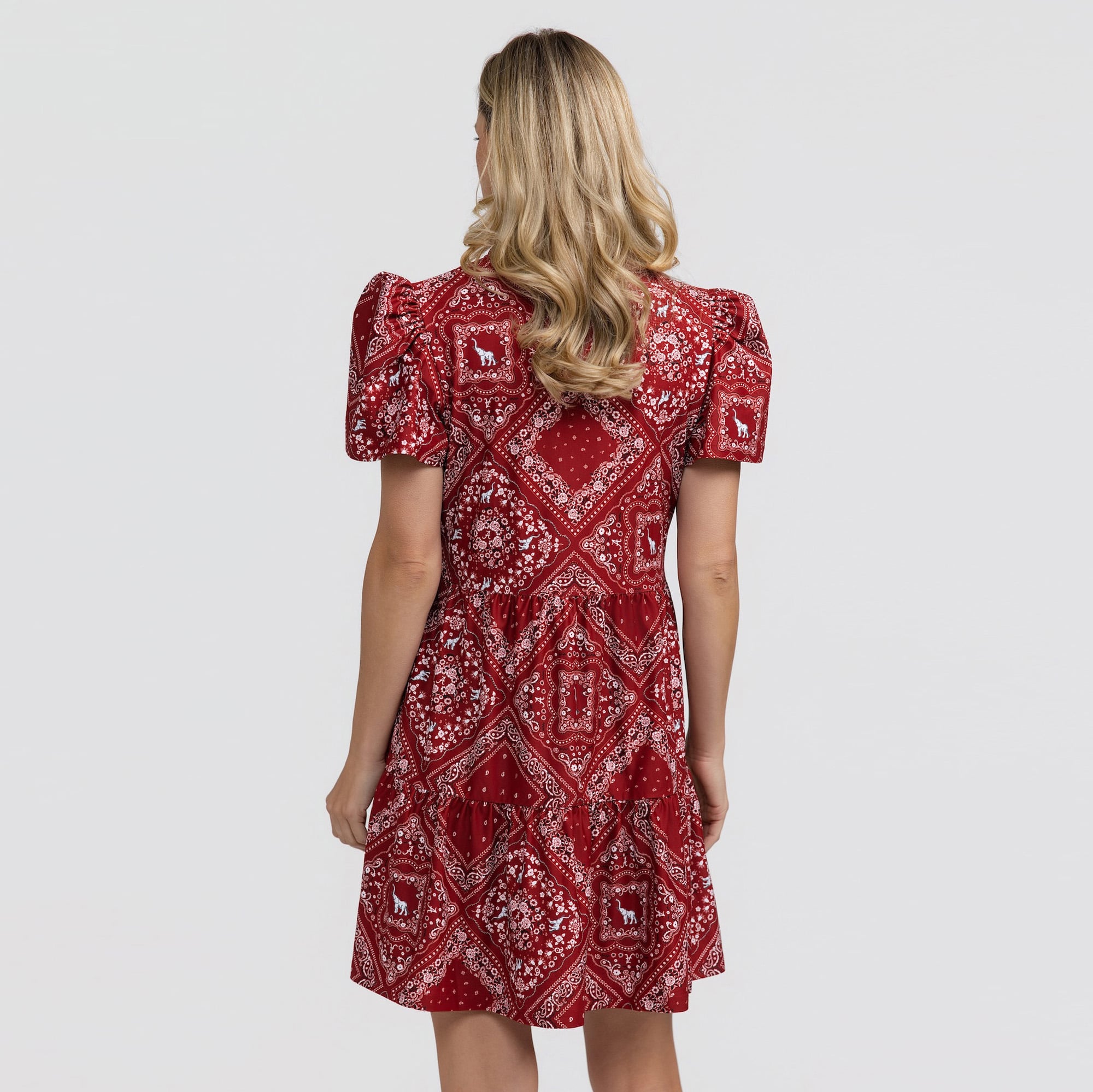 Women's Smith & Quinn Crimson Alabama Tide Bandana Print Tiered Dress