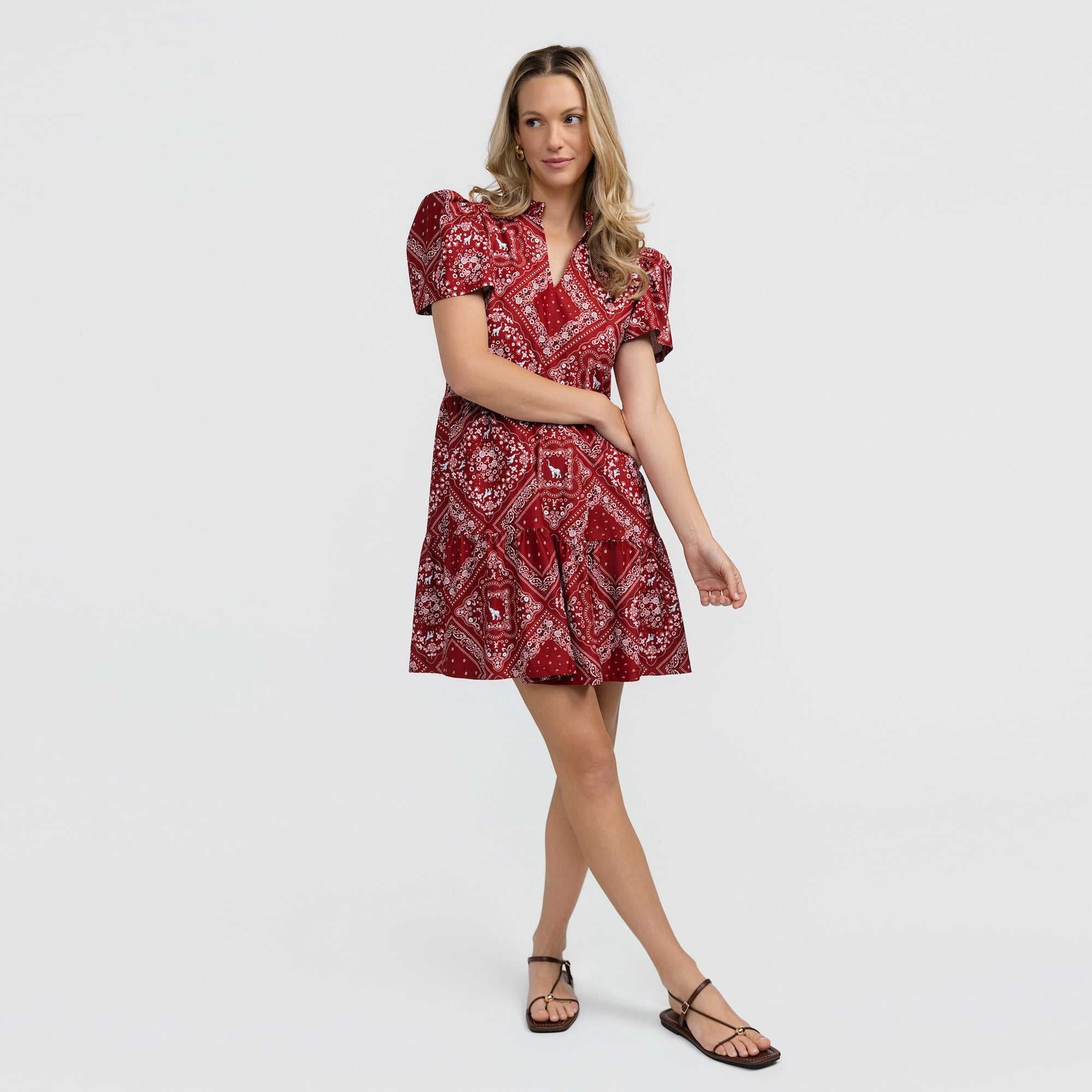 Women's Smith & Quinn Crimson Alabama Tide Bandana Print Tiered Dress