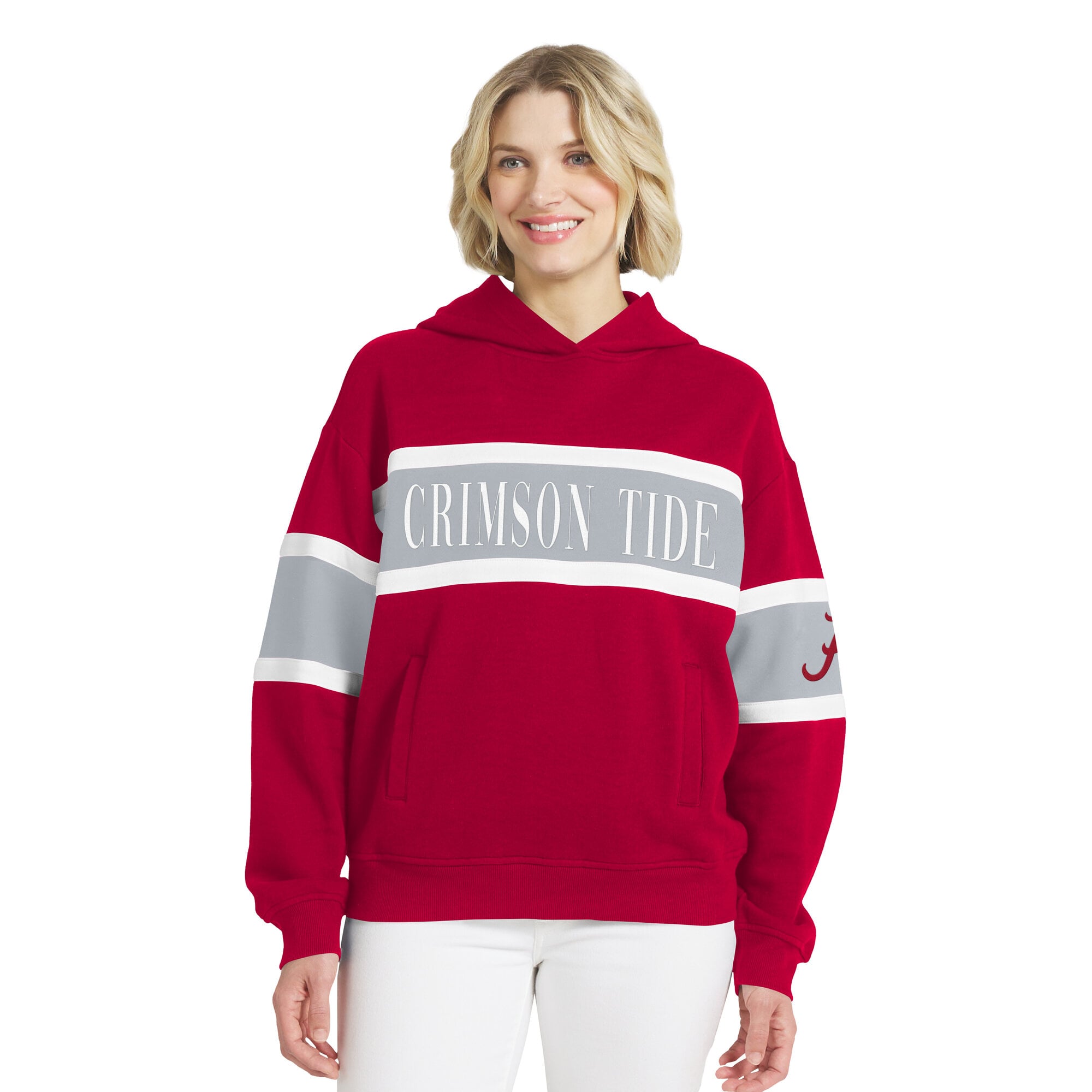 Sweat à capuche colorblock Crimson Alabama Tide de la marque WEAR by Erin Andrews pour femmes