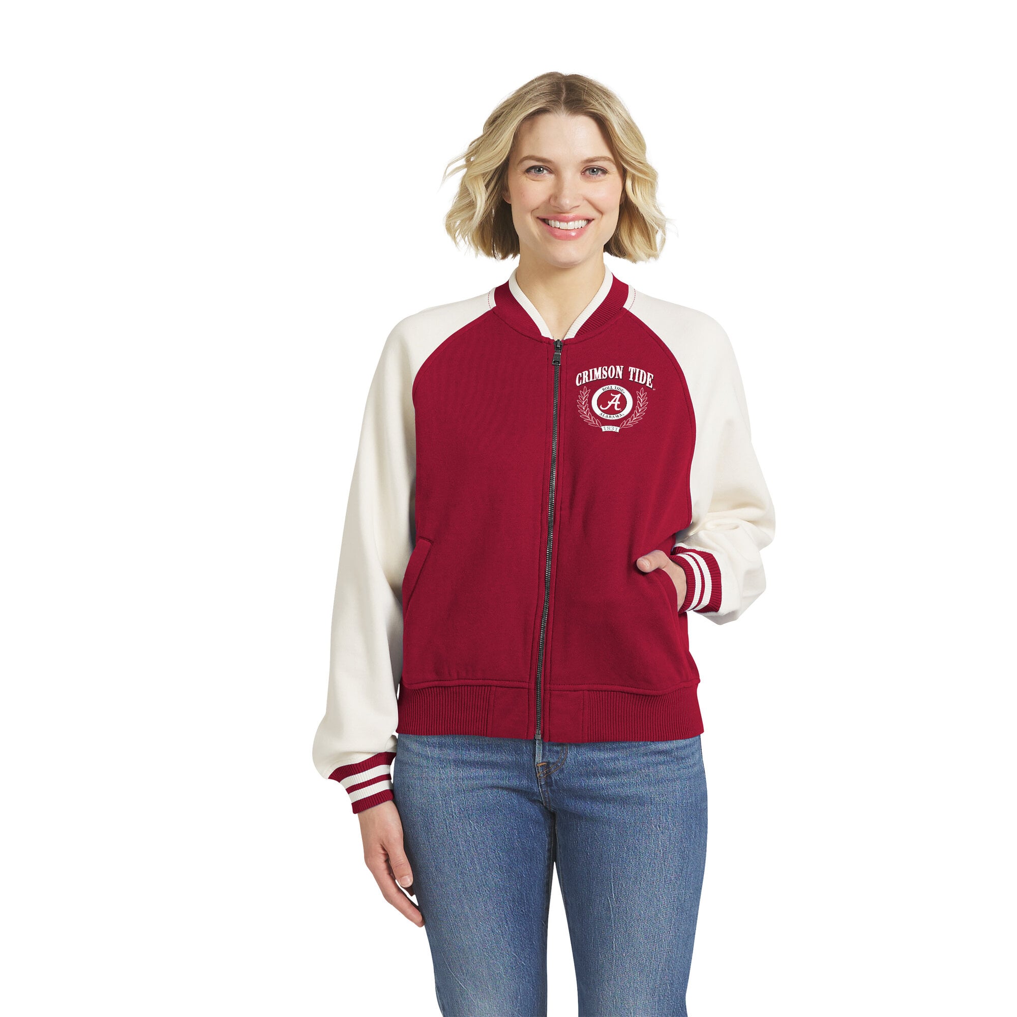 Veste raglan zippée intégrale Crimson Alabama Tide de WEAR by Erin Andrews pour femmes