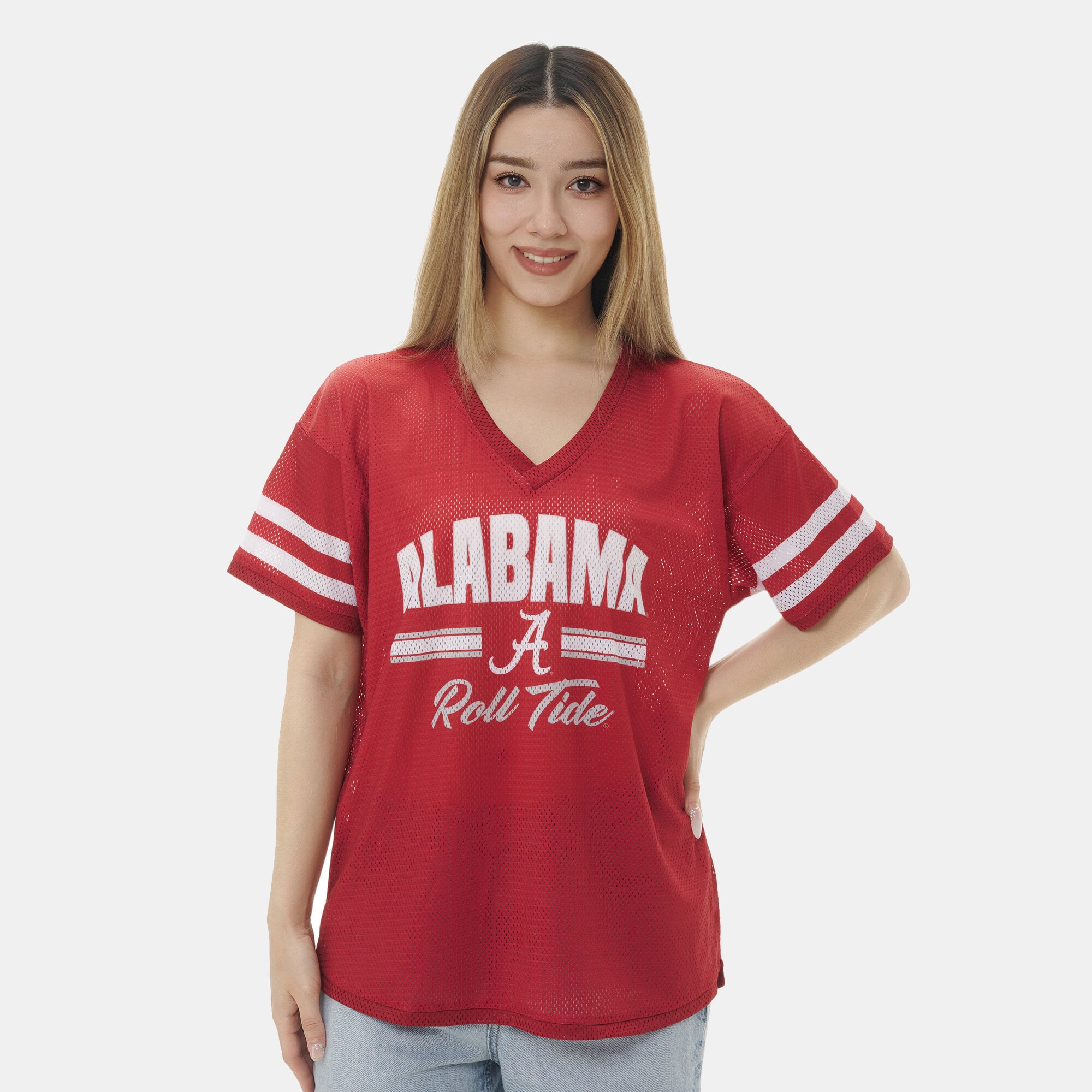 Women's ZooZatz Crimson Alabama Tide Mesh Jersey Kickoff T-Shirt